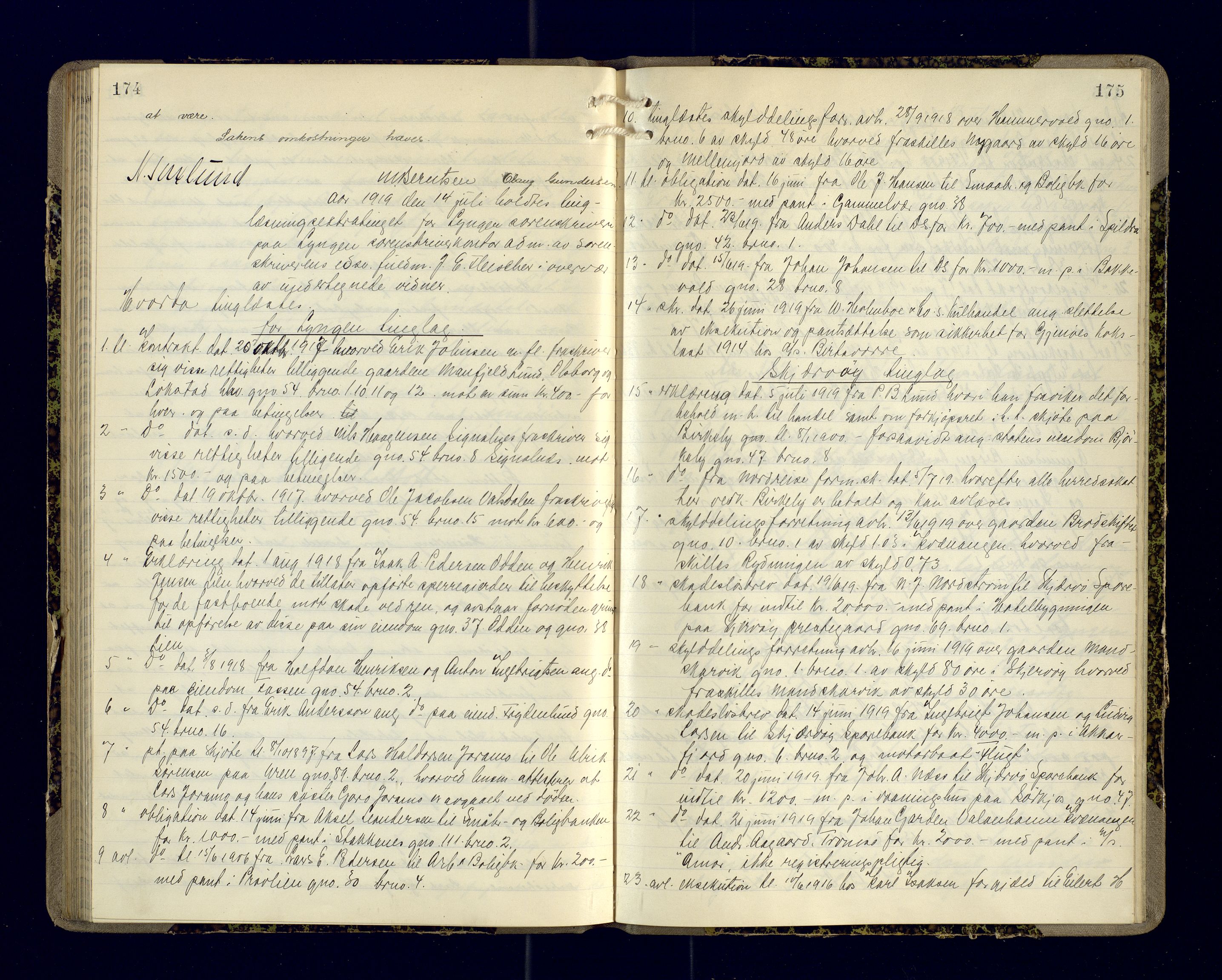 Lyngen sorenskriveri, AV/SATØ-SATØ-0052/1/F/Fa/L0001: Ekstrarettsprotokoll, 1917-1919, p. 174-175