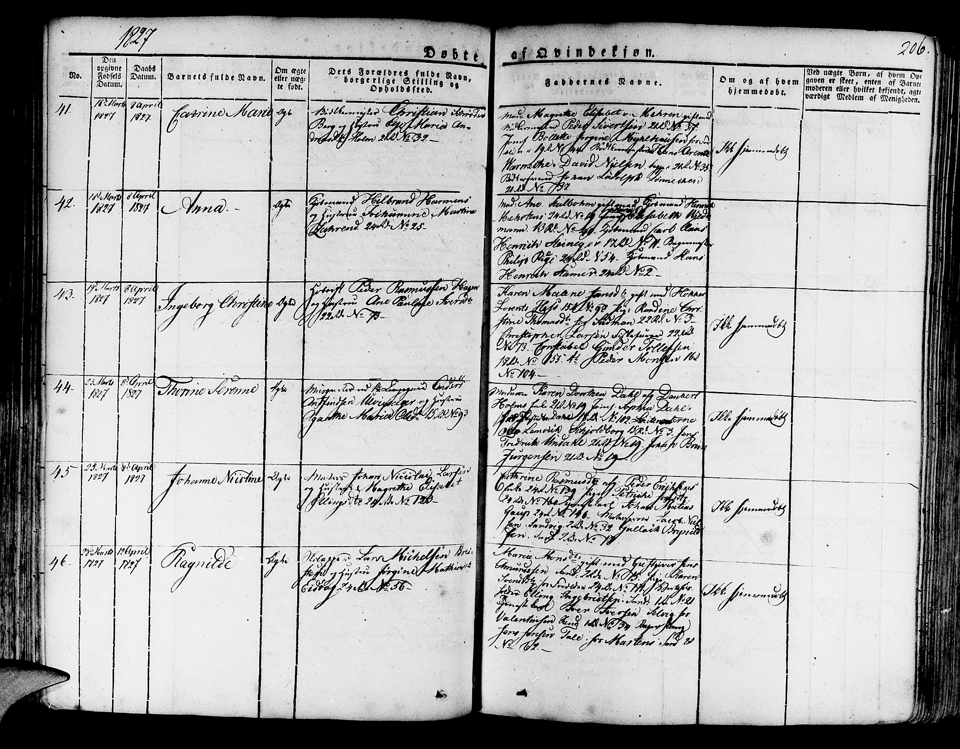 Korskirken sokneprestembete, AV/SAB-A-76101/H/Haa/L0014: Parish register (official) no. A 14, 1823-1835, p. 206