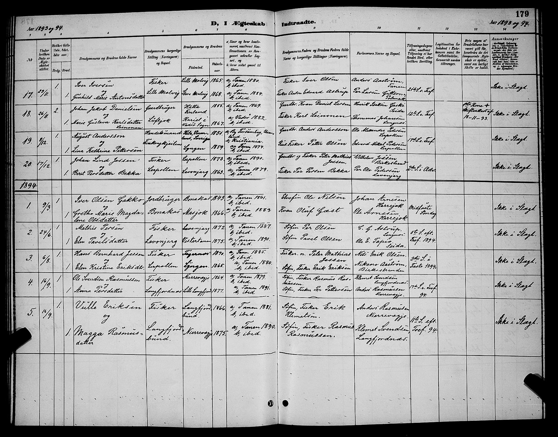 Tana sokneprestkontor, AV/SATØ-S-1334/H/Hb/L0004klokker: Parish register (copy) no. 4, 1890-1903, p. 179