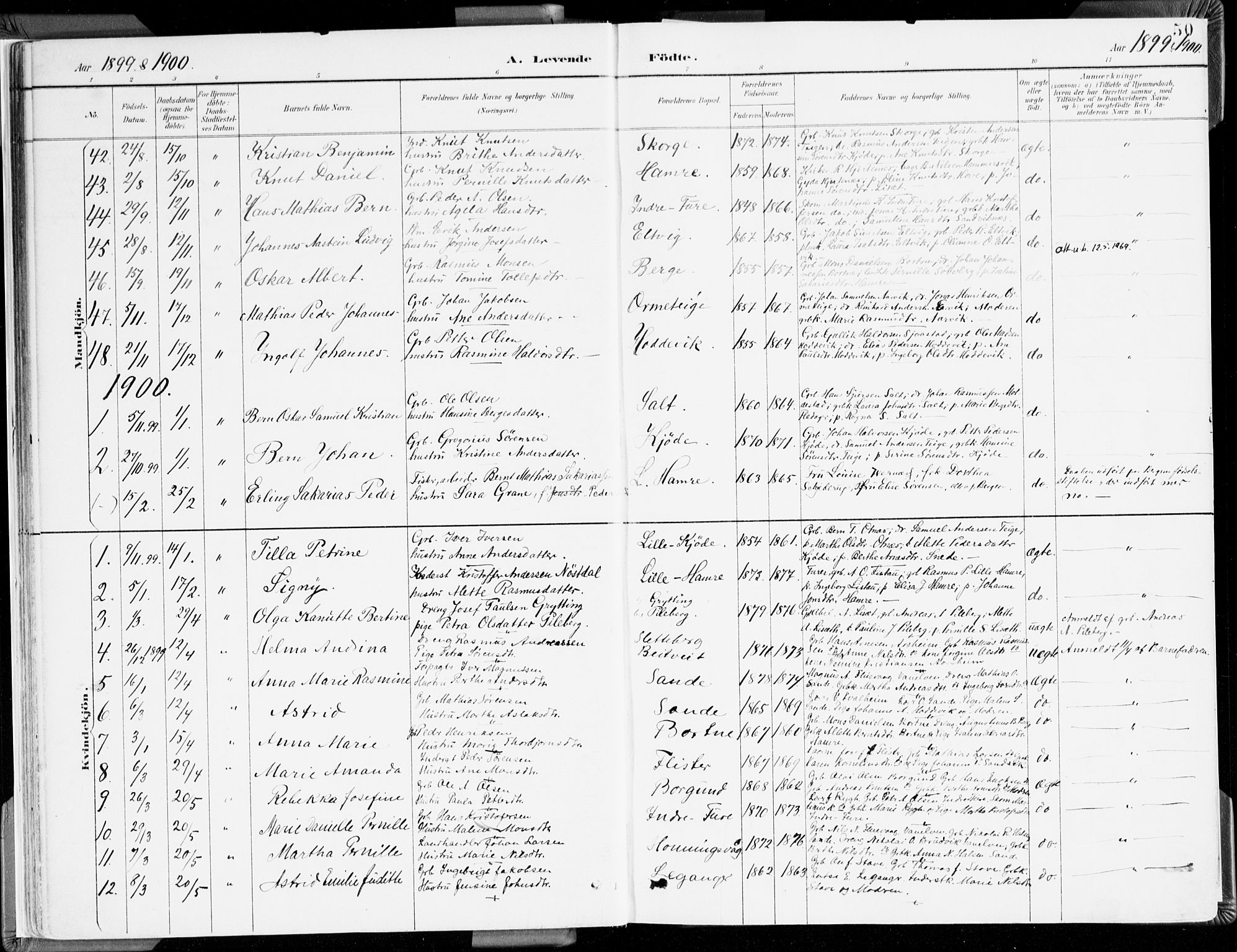 Selje sokneprestembete, SAB/A-99938/H/Ha/Haa/Haab: Parish register (official) no. B 2, 1891-1907, p. 50