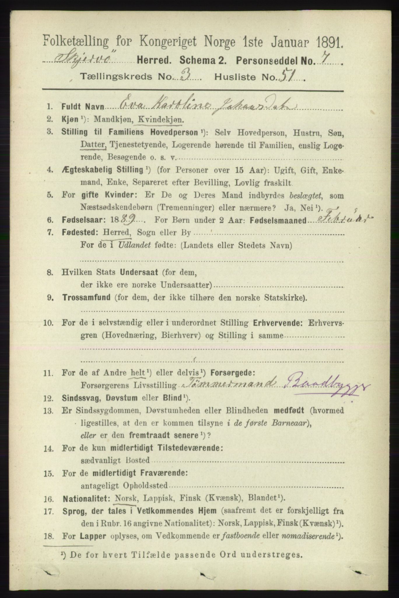 RA, 1891 census for 1941 Skjervøy, 1891, p. 2221