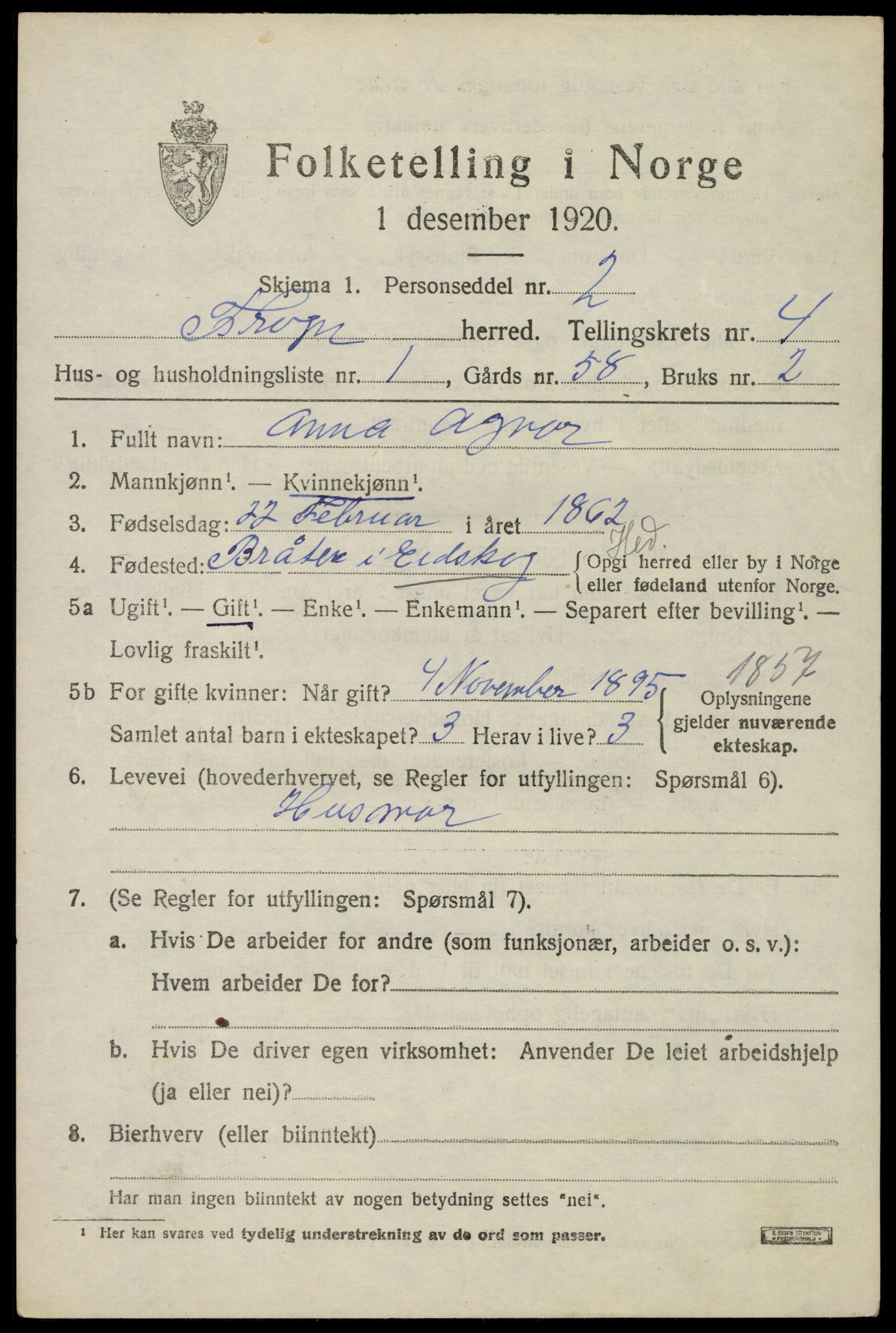 SAO, 1920 census for Frogn, 1920, p. 5551