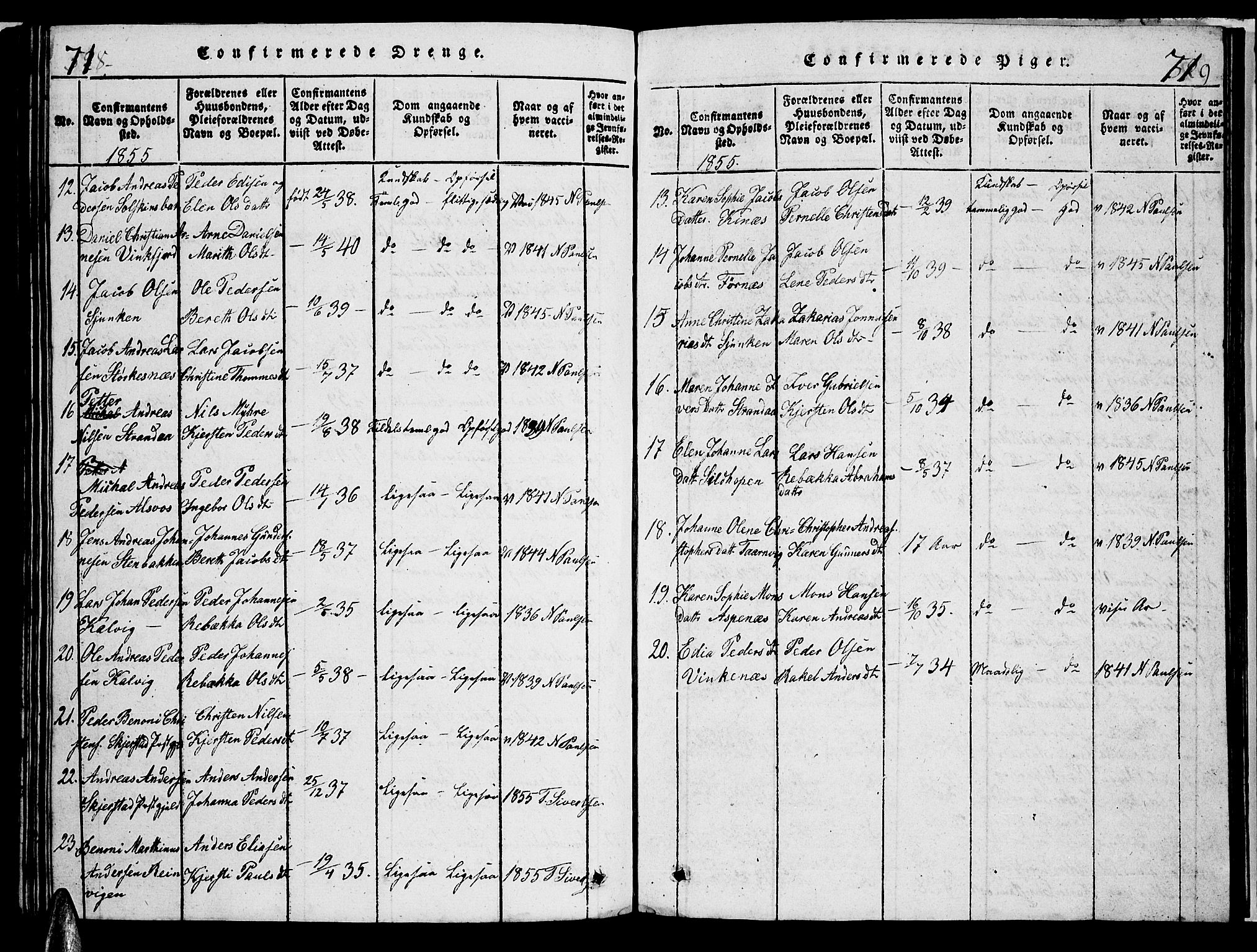 Ministerialprotokoller, klokkerbøker og fødselsregistre - Nordland, AV/SAT-A-1459/853/L0773: Parish register (copy) no. 853C01, 1821-1859, p. 718-719