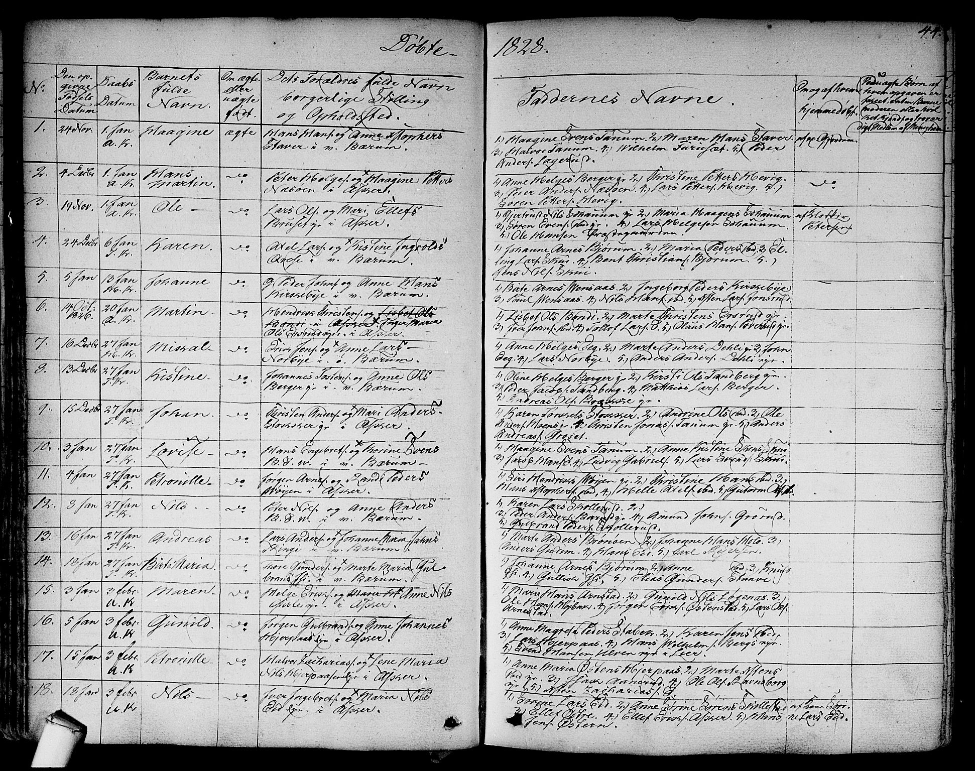 Asker prestekontor Kirkebøker, SAO/A-10256a/F/Fa/L0007: Parish register (official) no. I 7, 1825-1864, p. 44