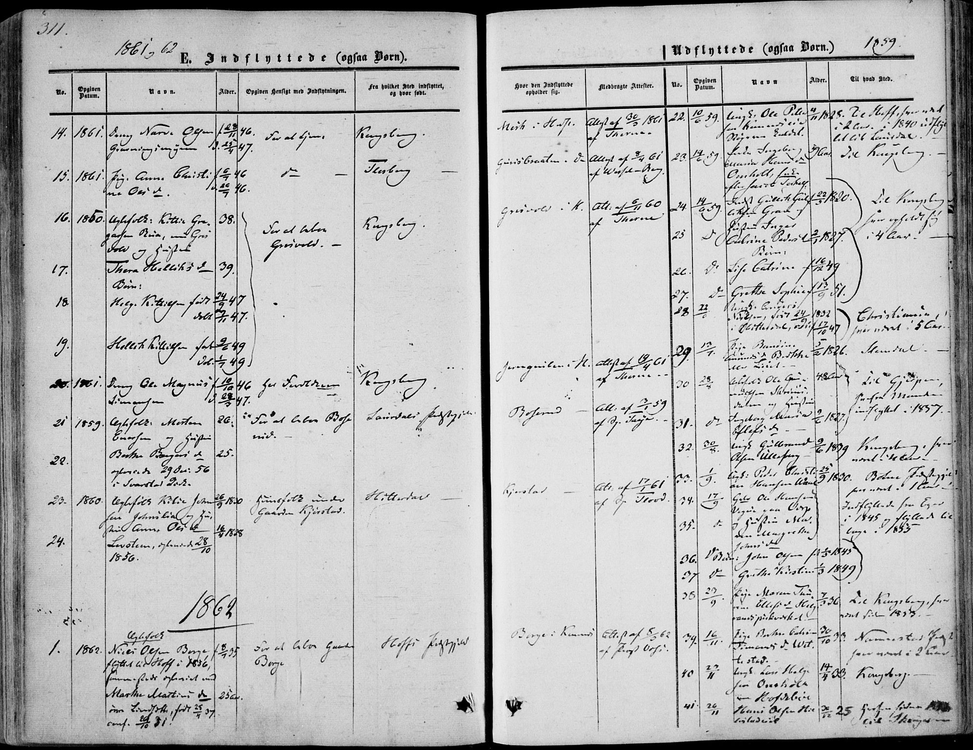 Sandsvær kirkebøker, SAKO/A-244/F/Fa/L0006: Parish register (official) no. I 6, 1857-1868, p. 311