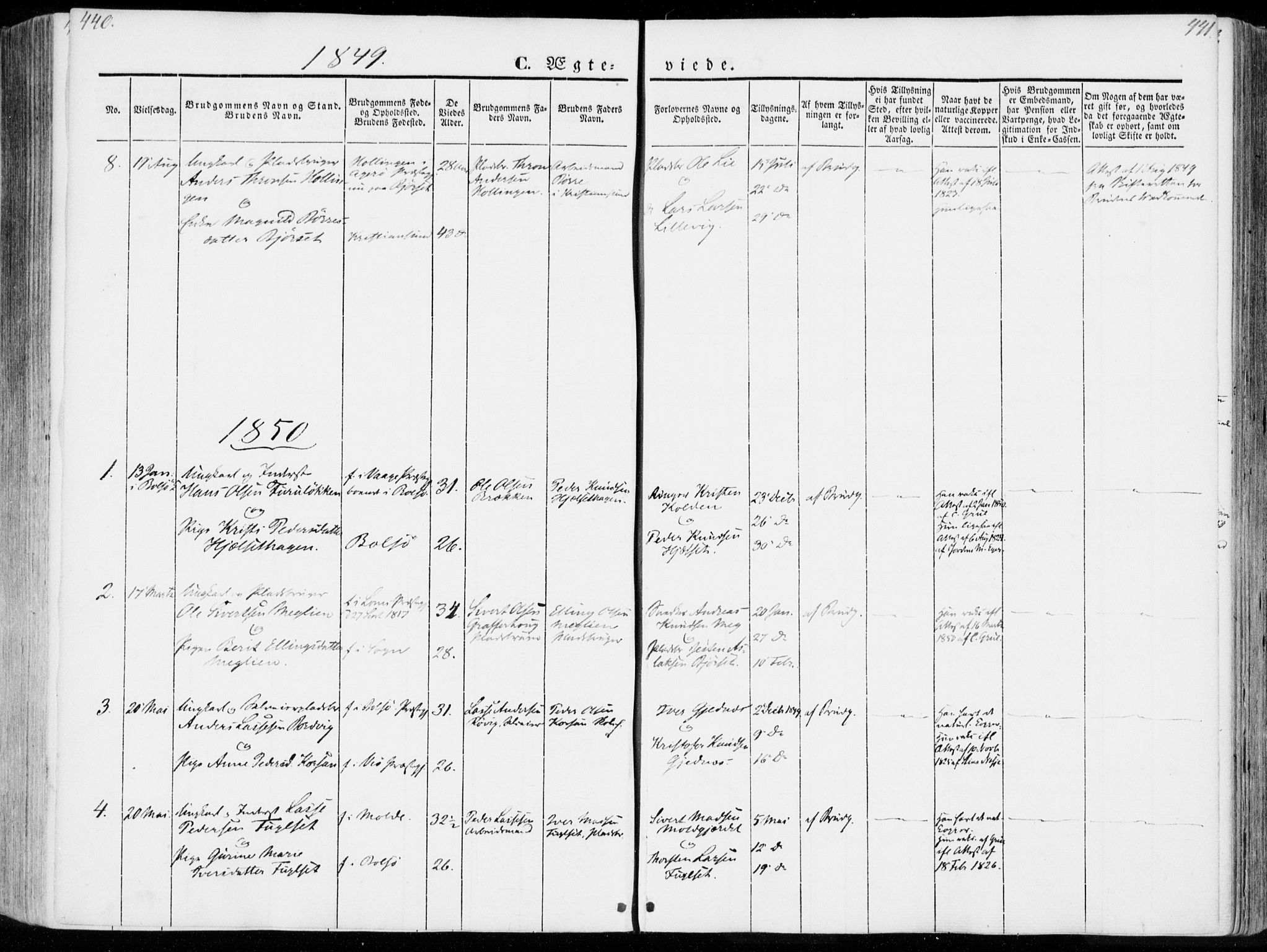 Ministerialprotokoller, klokkerbøker og fødselsregistre - Møre og Romsdal, SAT/A-1454/555/L0653: Parish register (official) no. 555A04, 1843-1869, p. 440-441