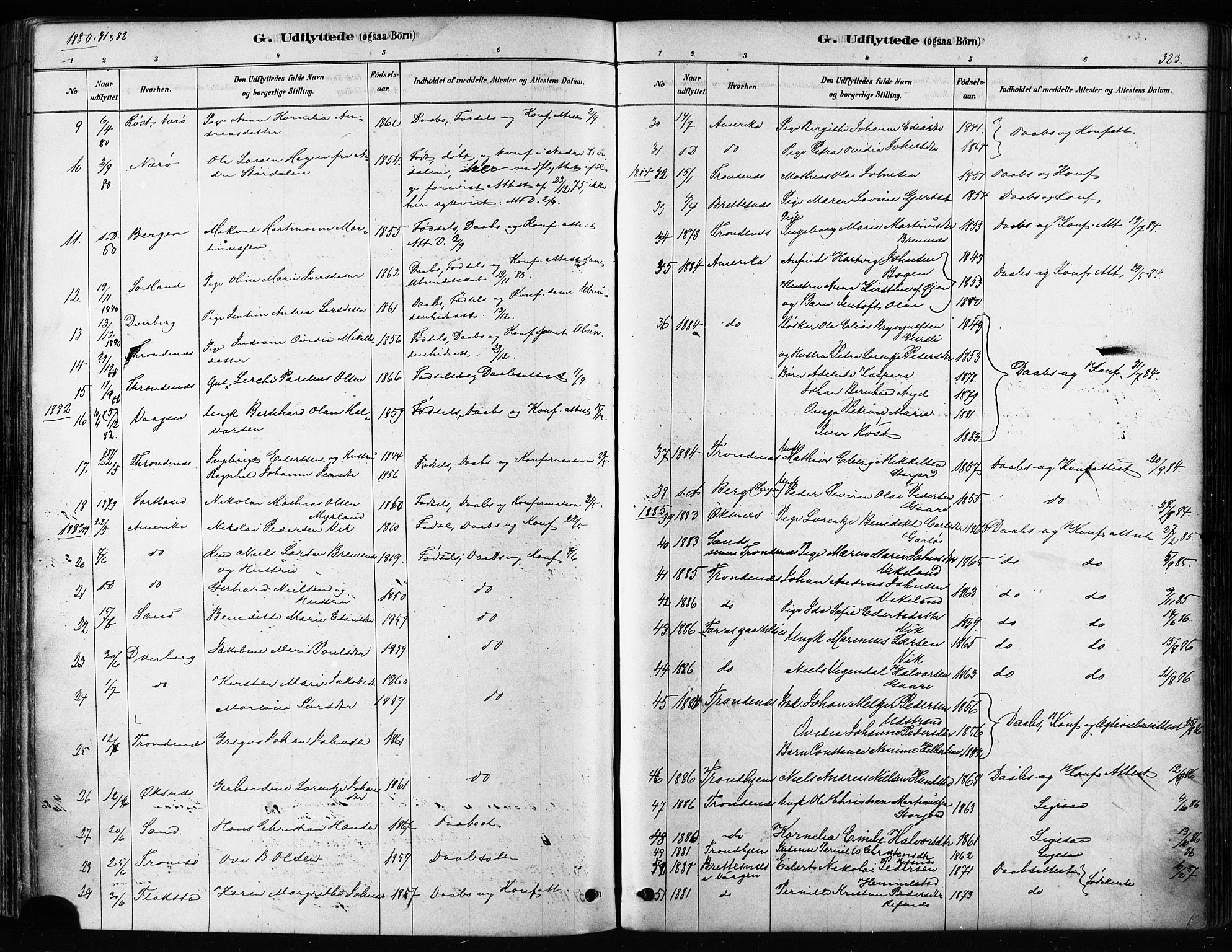 Kvæfjord sokneprestkontor, SATØ/S-1323/G/Ga/Gaa/L0005kirke: Parish register (official) no. 5, 1878-1894, p. 323