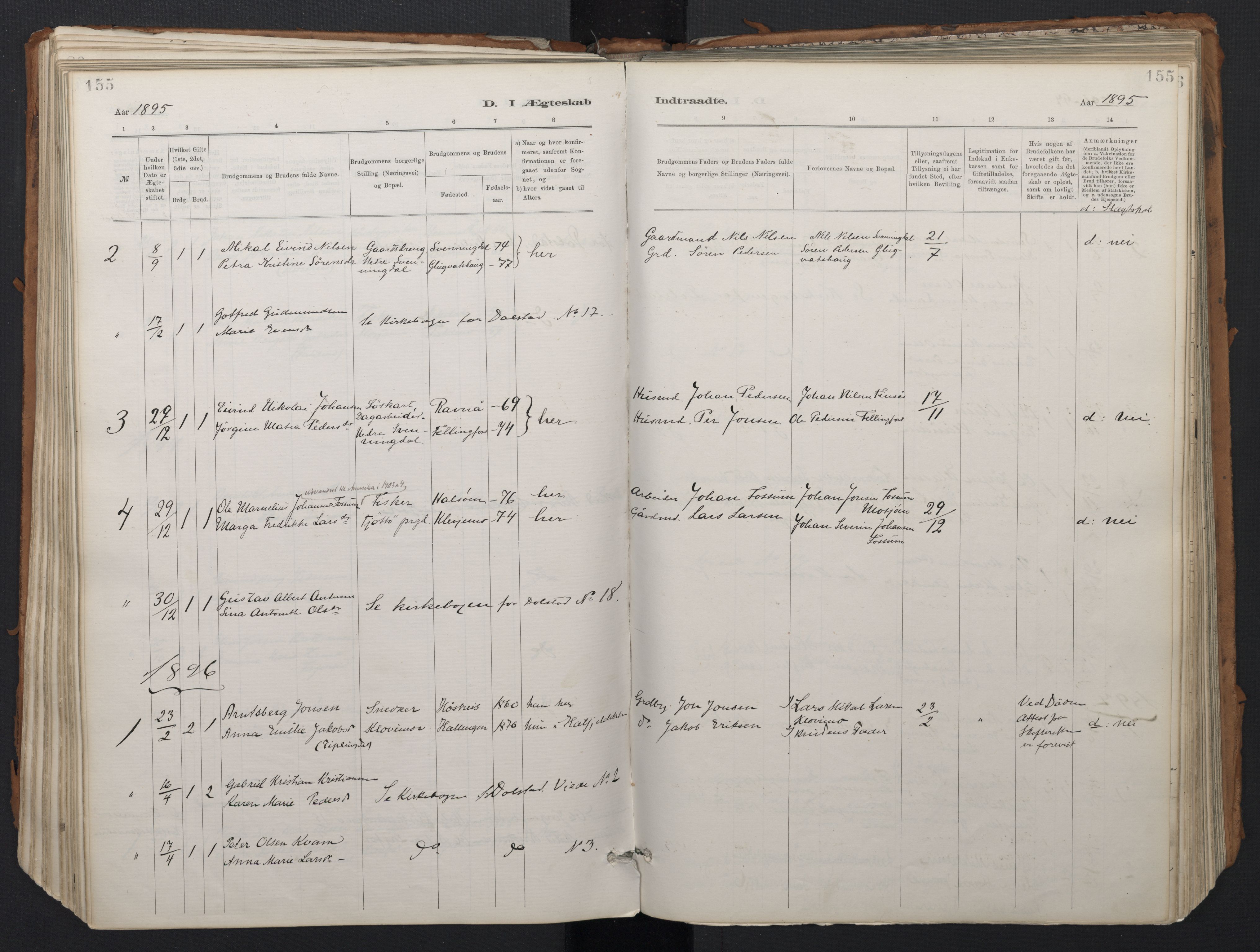 Ministerialprotokoller, klokkerbøker og fødselsregistre - Nordland, SAT/A-1459/824/L0338: Parish register (official) no. 824A01, 1880-1915, p. 155