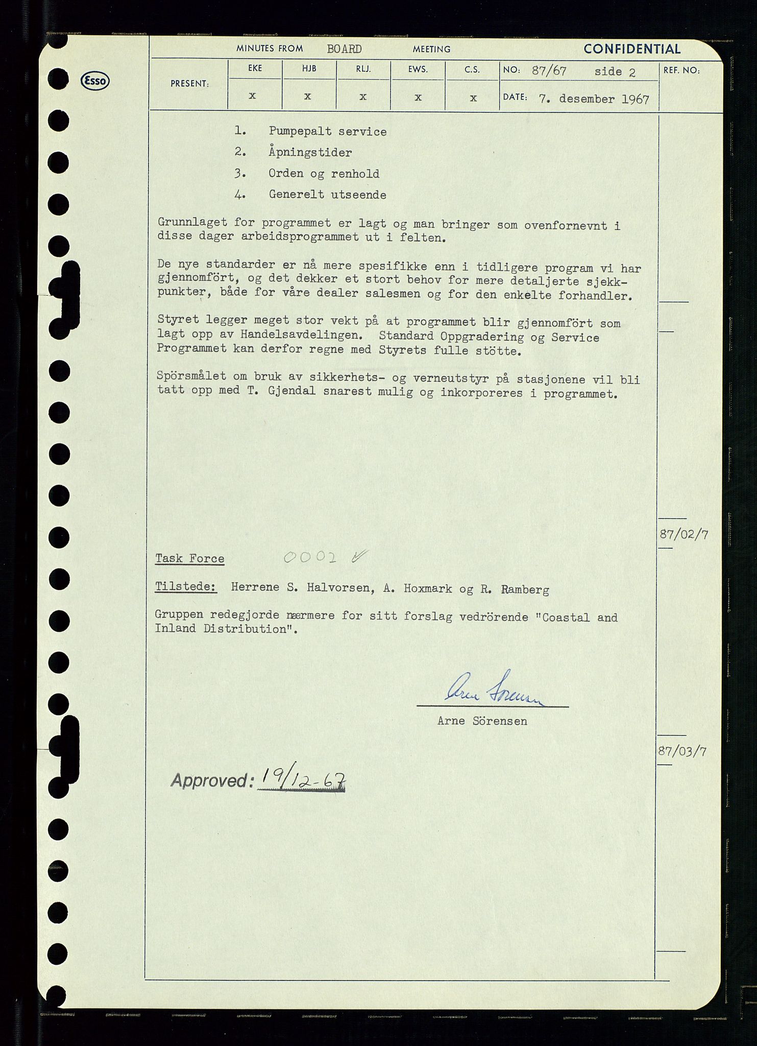 Pa 0982 - Esso Norge A/S, AV/SAST-A-100448/A/Aa/L0002/0003: Den administrerende direksjon Board minutes (styrereferater) / Den administrerende direksjon Board minutes (styrereferater), 1967, p. 177