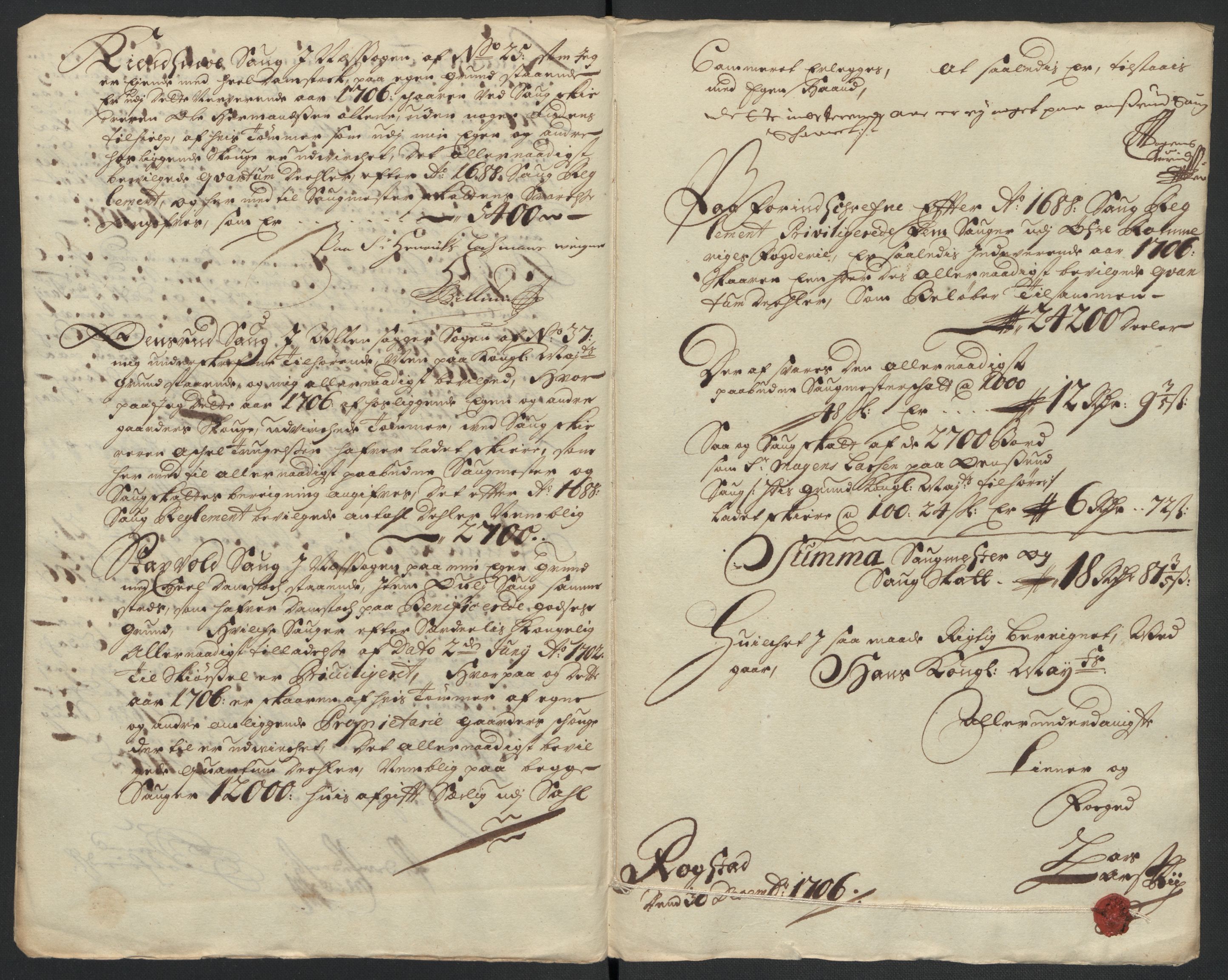 Rentekammeret inntil 1814, Reviderte regnskaper, Fogderegnskap, AV/RA-EA-4092/R12/L0718: Fogderegnskap Øvre Romerike, 1706-1707, p. 188