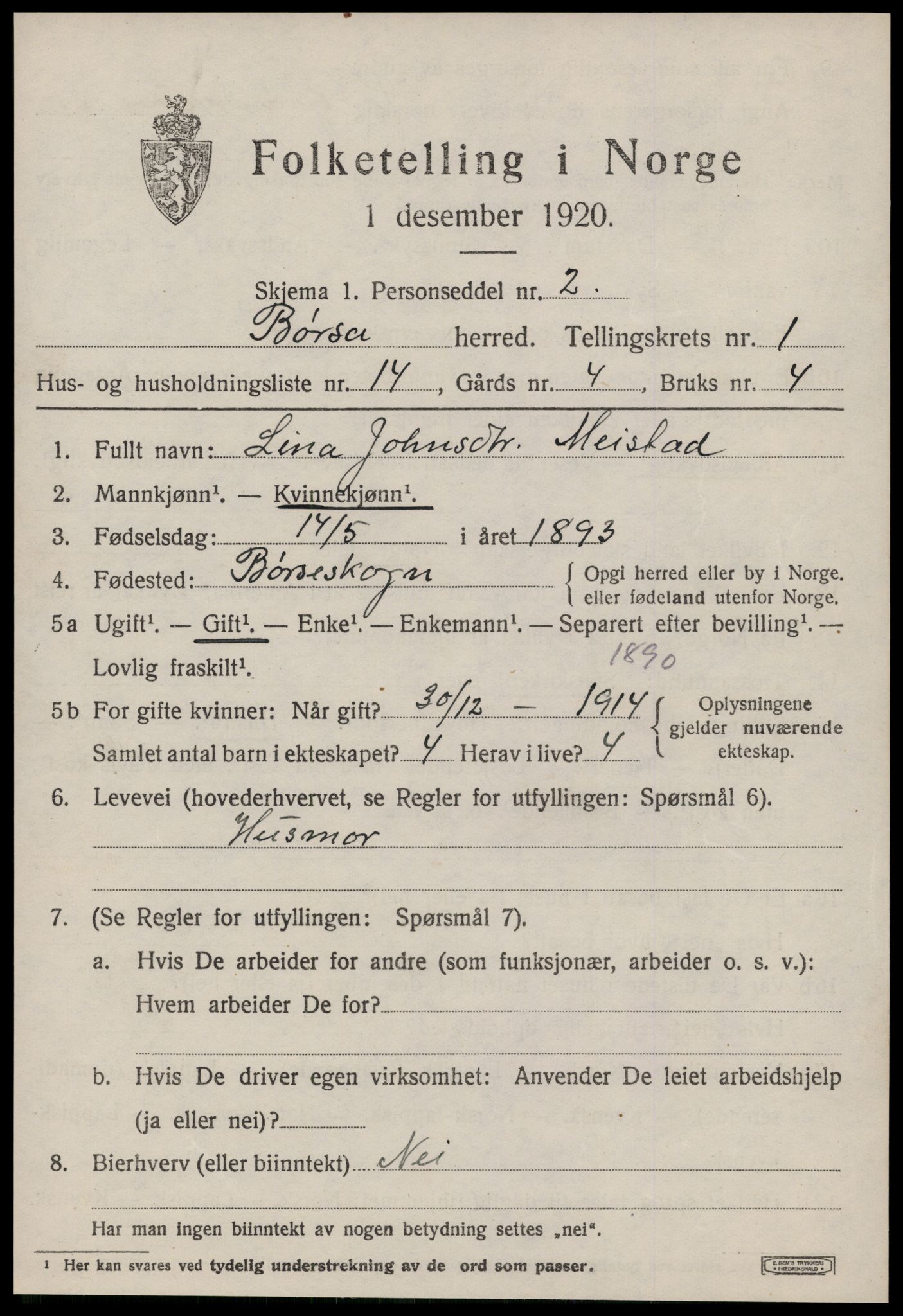 SAT, 1920 census for Børsa, 1920, p. 731