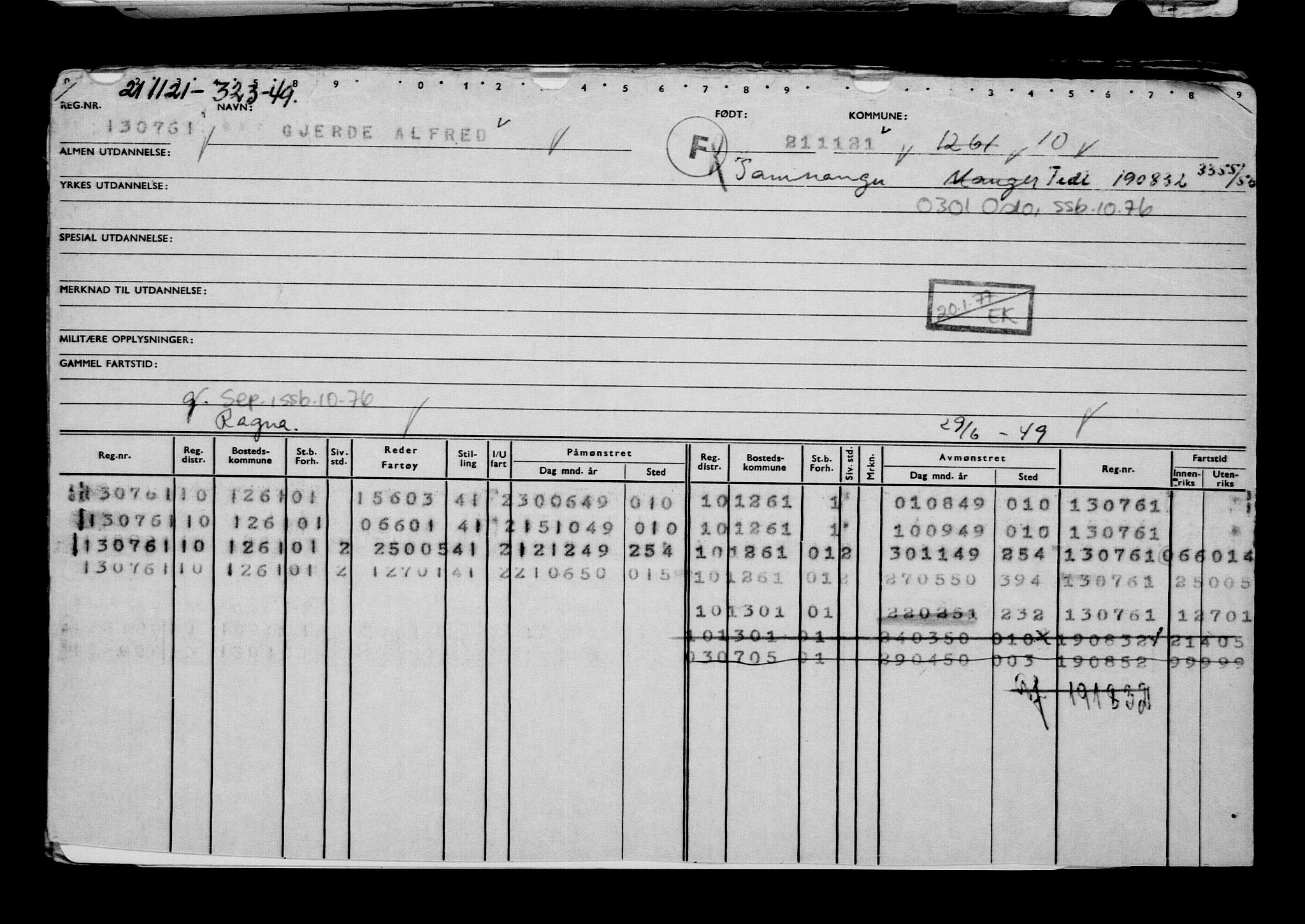 Direktoratet for sjømenn, AV/RA-S-3545/G/Gb/L0200: Hovedkort, 1921, p. 170