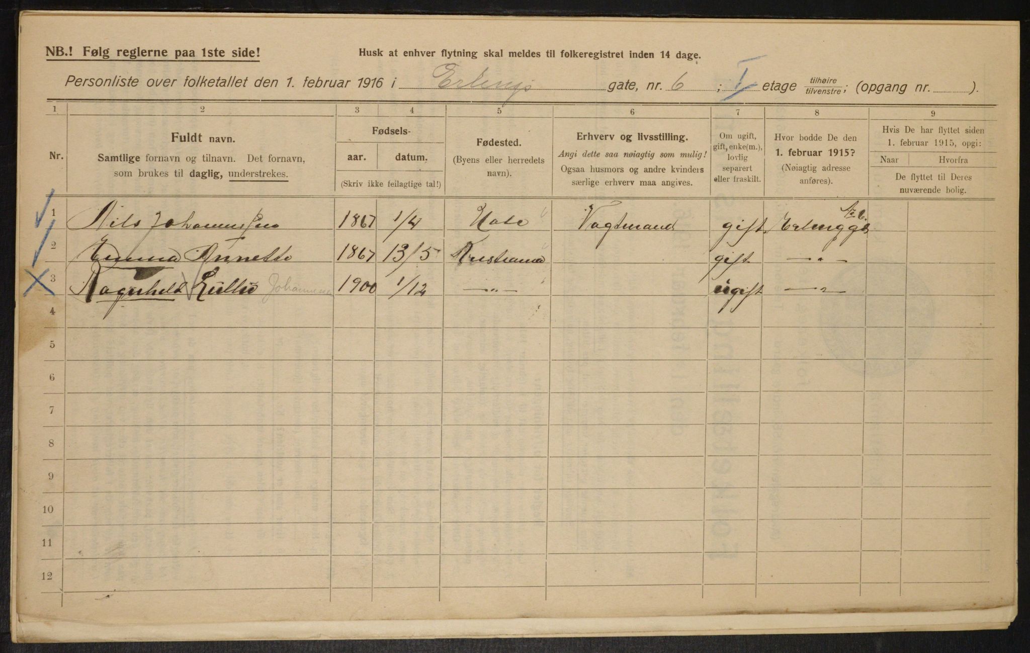 OBA, Municipal Census 1916 for Kristiania, 1916, p. 22379