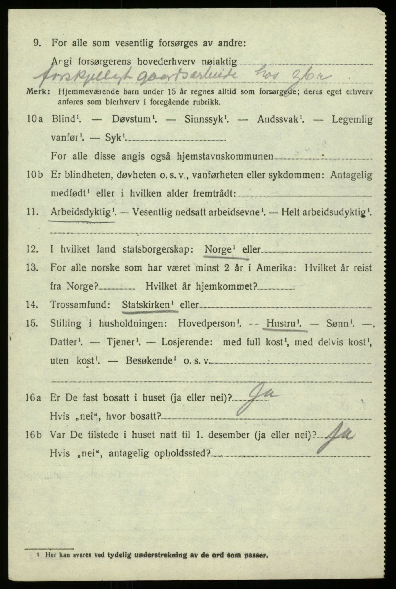 SAB, 1920 census for Hosanger, 1920, p. 2966