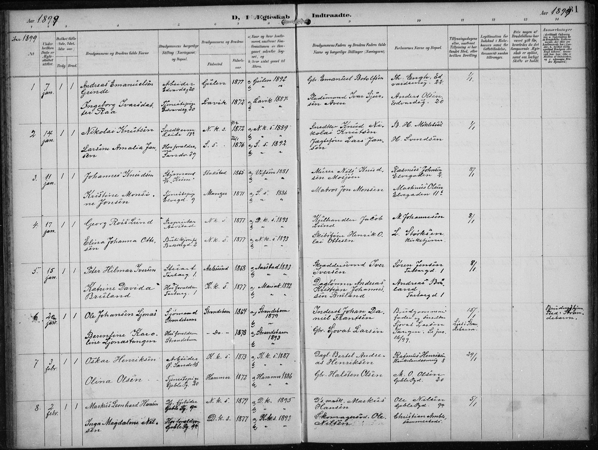 Sandviken Sokneprestembete, SAB/A-77601/H/Ha/L0014: Parish register (official) no. D 1, 1896-1911, p. 31