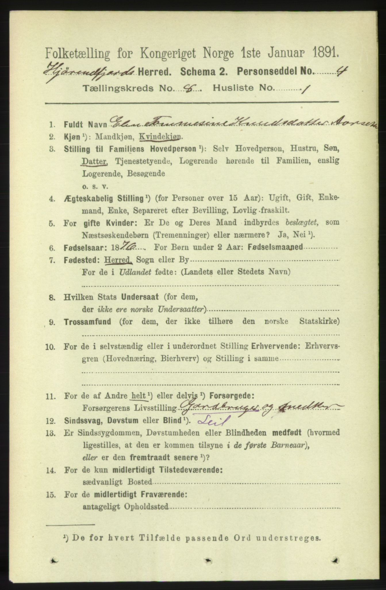 RA, 1891 census for 1522 Hjørundfjord, 1891, p. 1868