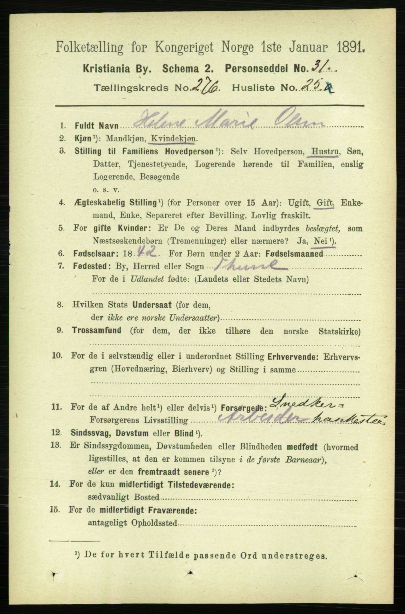 RA, 1891 census for 0301 Kristiania, 1891, p. 167946