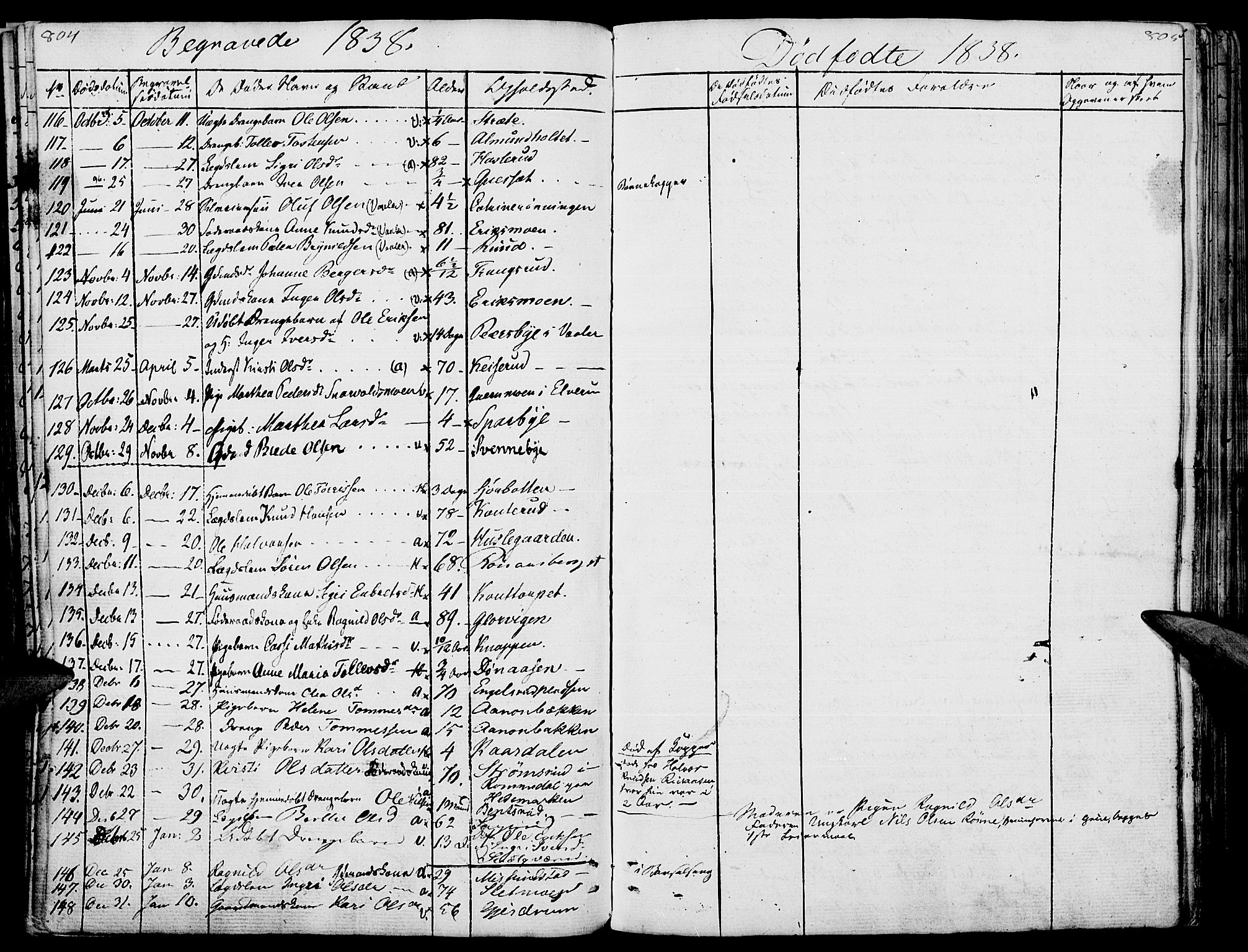 Hof prestekontor, SAH/PREST-038/H/Ha/Haa/L0006: Parish register (official) no. 6, 1822-1841, p. 804-805