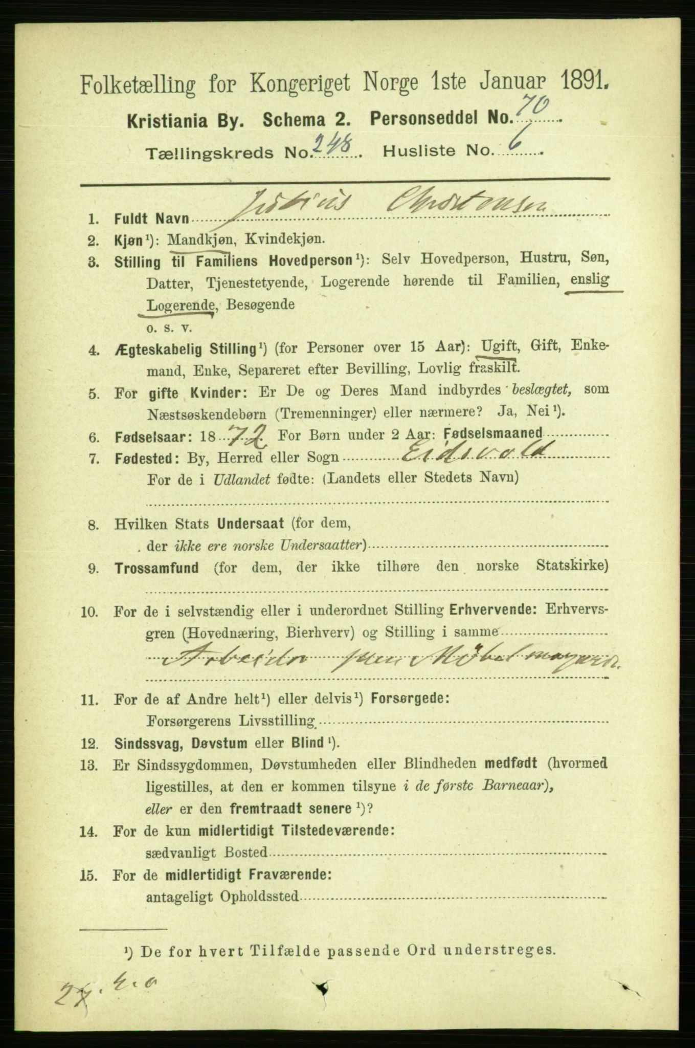 RA, 1891 census for 0301 Kristiania, 1891, p. 151293