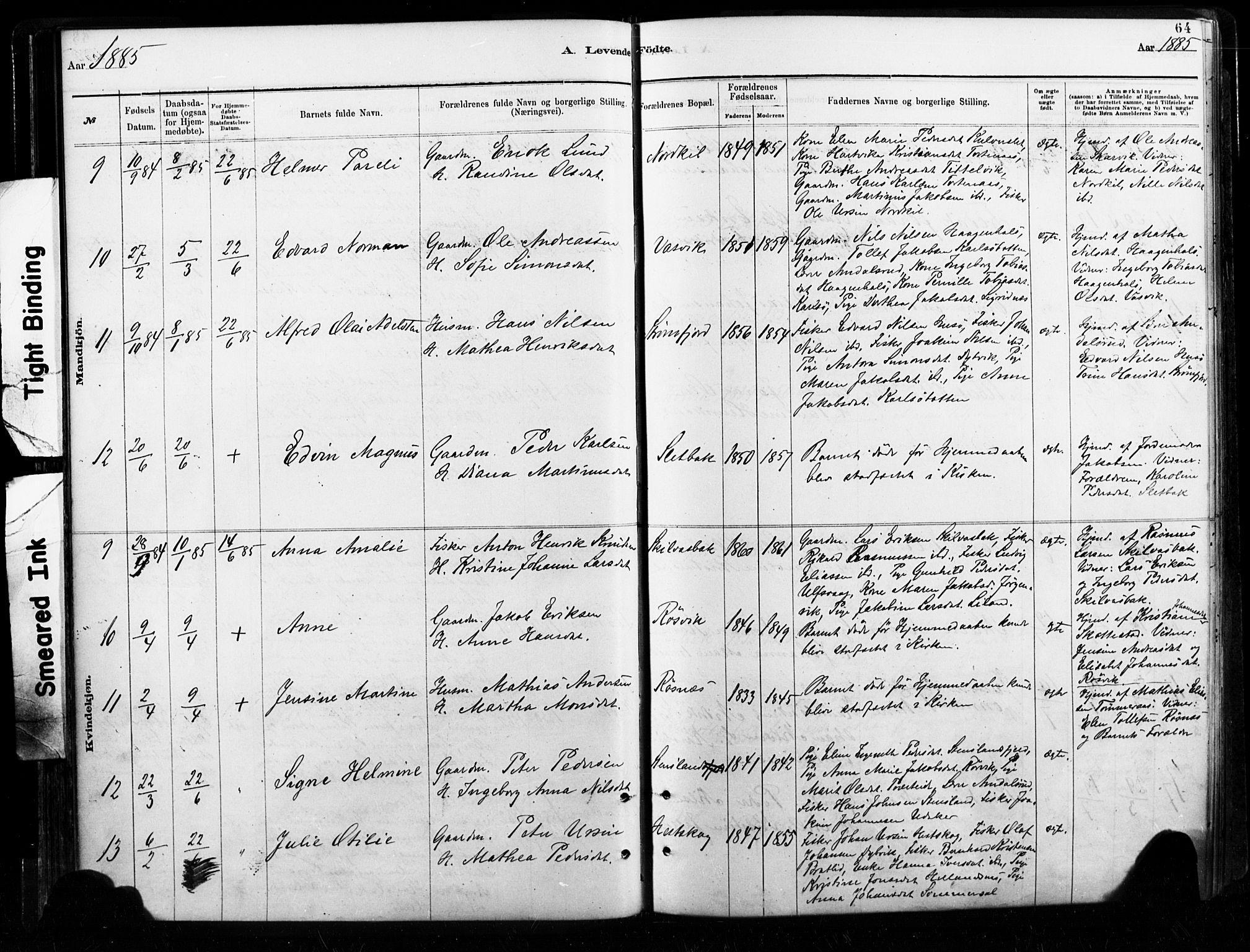 Ministerialprotokoller, klokkerbøker og fødselsregistre - Nordland, AV/SAT-A-1459/859/L0846: Parish register (official) no. 859A06, 1878-1889, p. 64