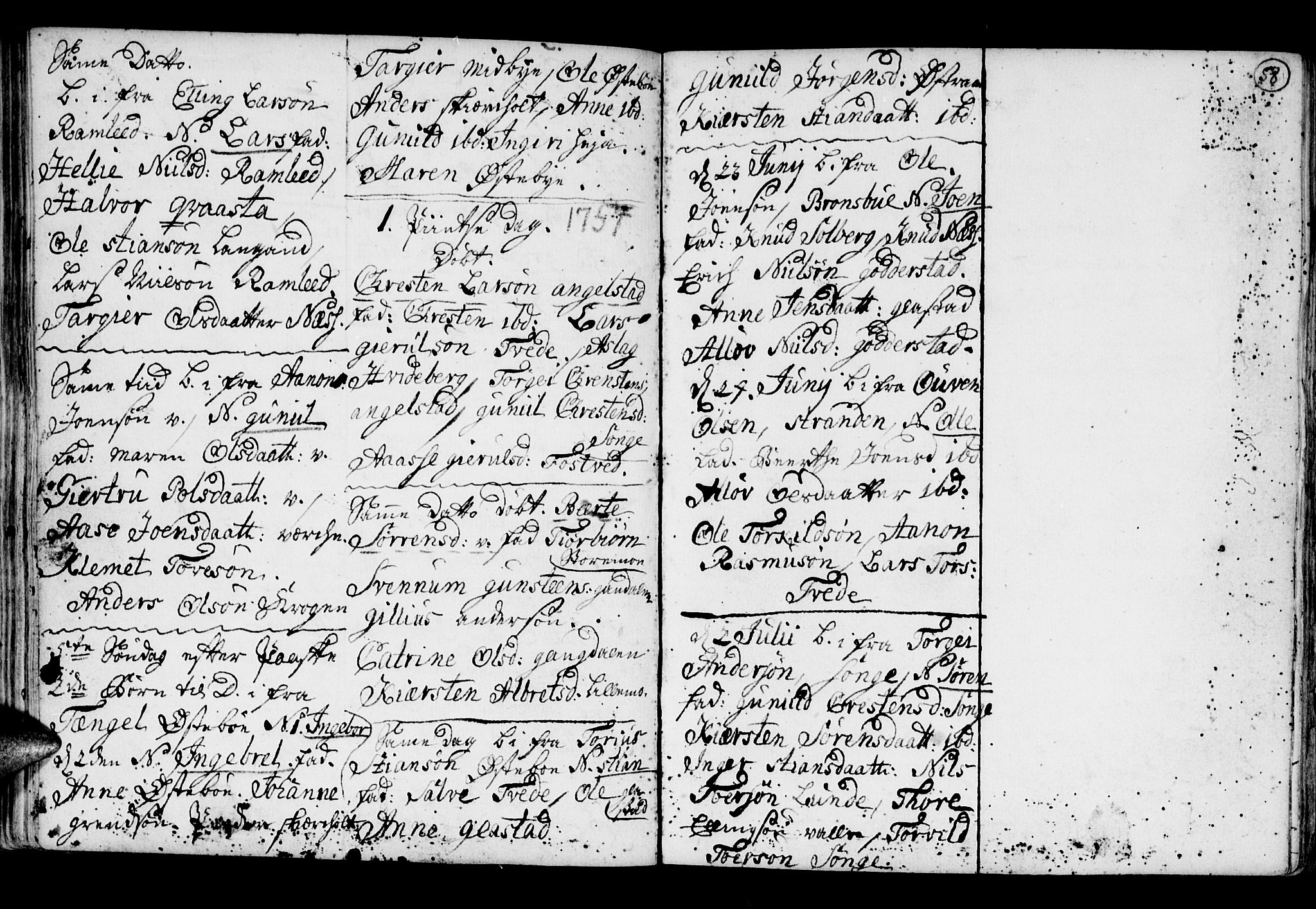 Holt sokneprestkontor, SAK/1111-0021/F/Fb/L0005: Parish register (copy) no. B 5, 1746-1764, p. 58