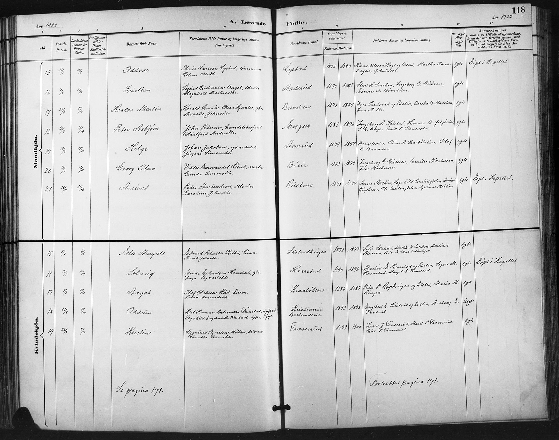 Vestre Gausdal prestekontor, SAH/PREST-094/H/Ha/Hab/L0003: Parish register (copy) no. 3, 1896-1925, p. 118