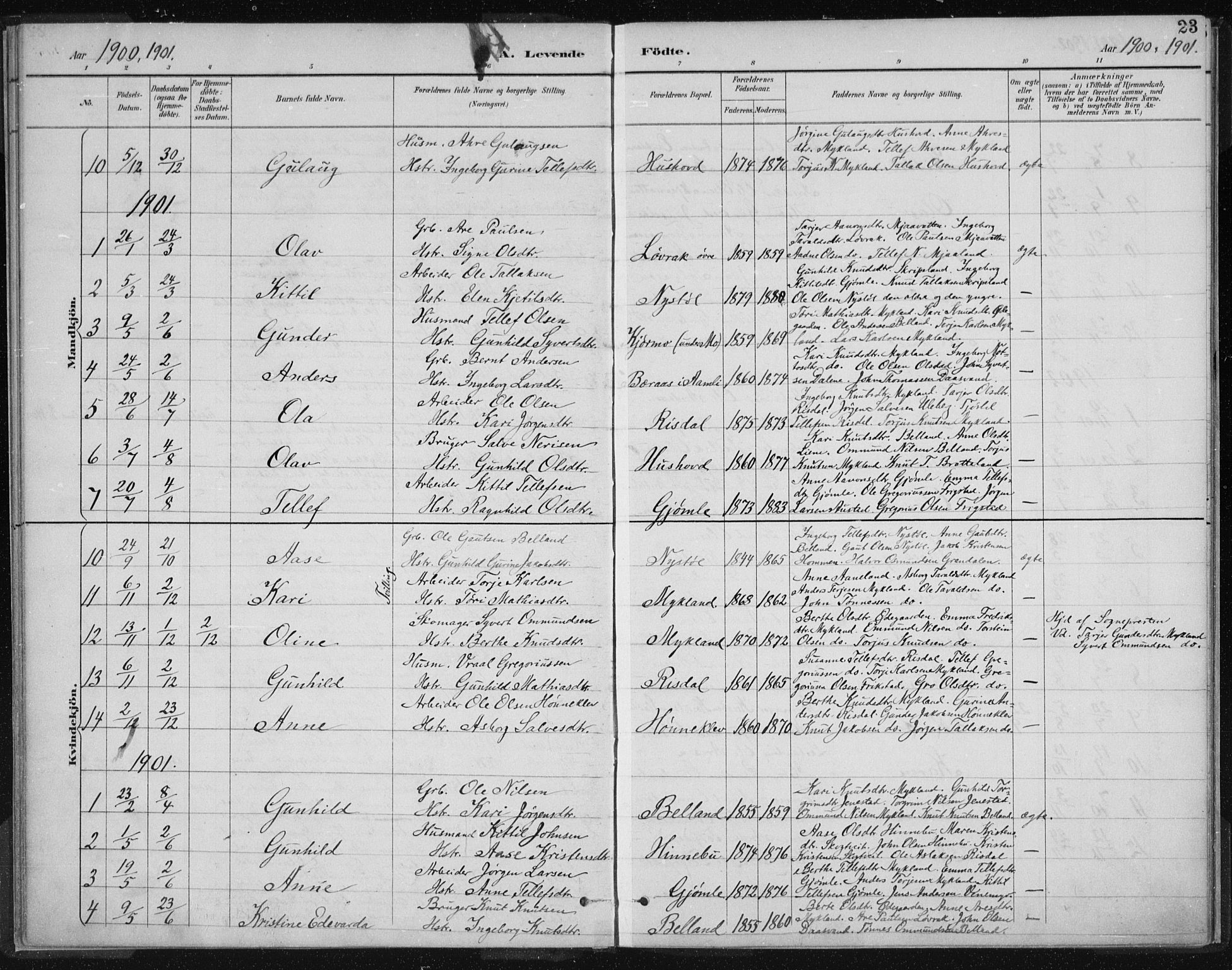 Herefoss sokneprestkontor, AV/SAK-1111-0019/F/Fa/Fac/L0002: Parish register (official) no. A 2, 1887-1915, p. 23