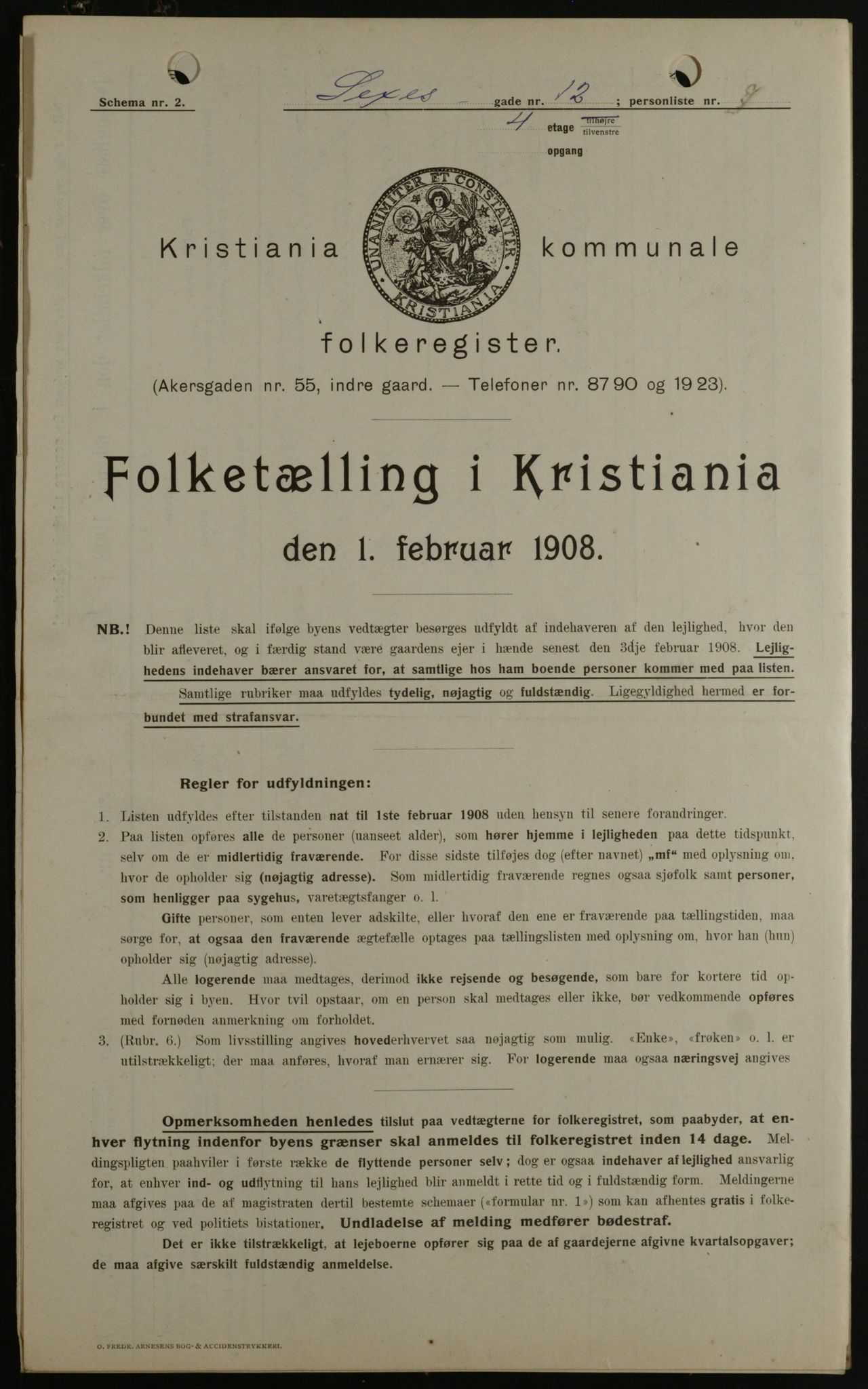 OBA, Municipal Census 1908 for Kristiania, 1908, p. 85304