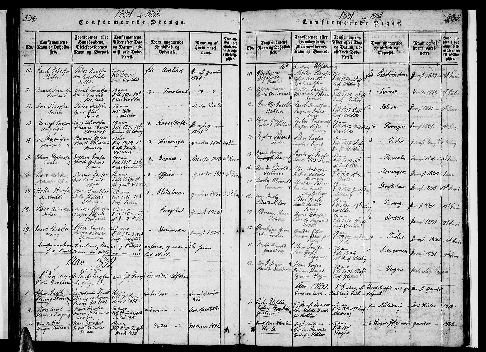 Ministerialprotokoller, klokkerbøker og fødselsregistre - Nordland, AV/SAT-A-1459/830/L0457: Parish register (copy) no. 830C01 /1, 1820-1842, p. 534-535