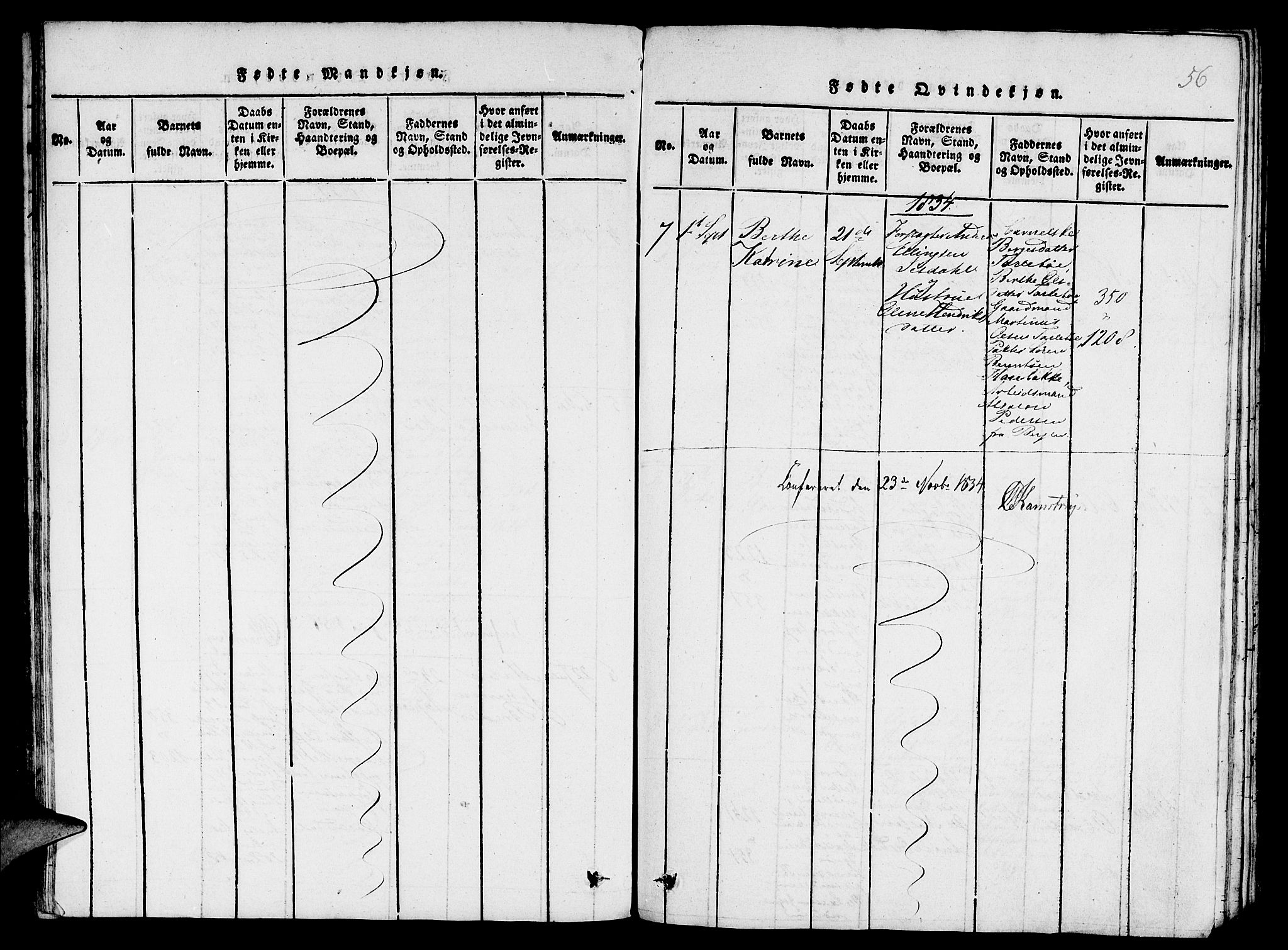 St. Jørgens hospital og Årstad sokneprestembete, AV/SAB-A-99934: Parish register (copy) no. A 1, 1816-1843, p. 56