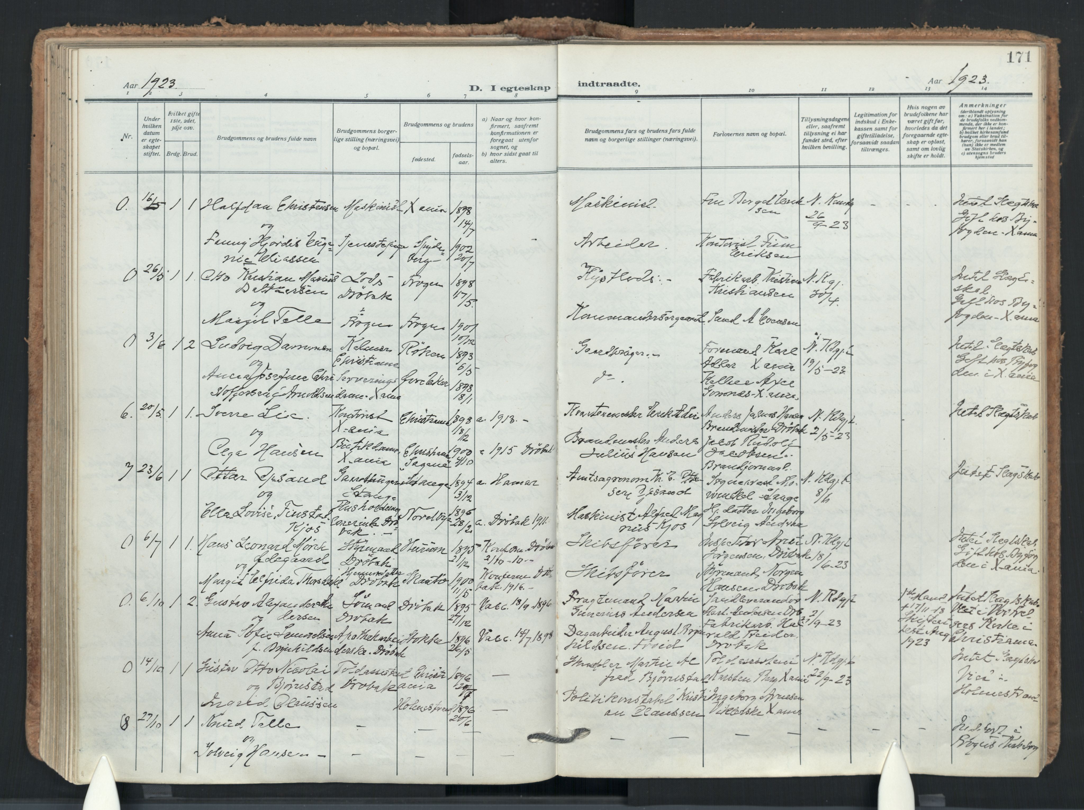 Drøbak prestekontor Kirkebøker, AV/SAO-A-10142a/F/Fb/L0004: Parish register (official) no. II 4, 1918-1933, p. 171