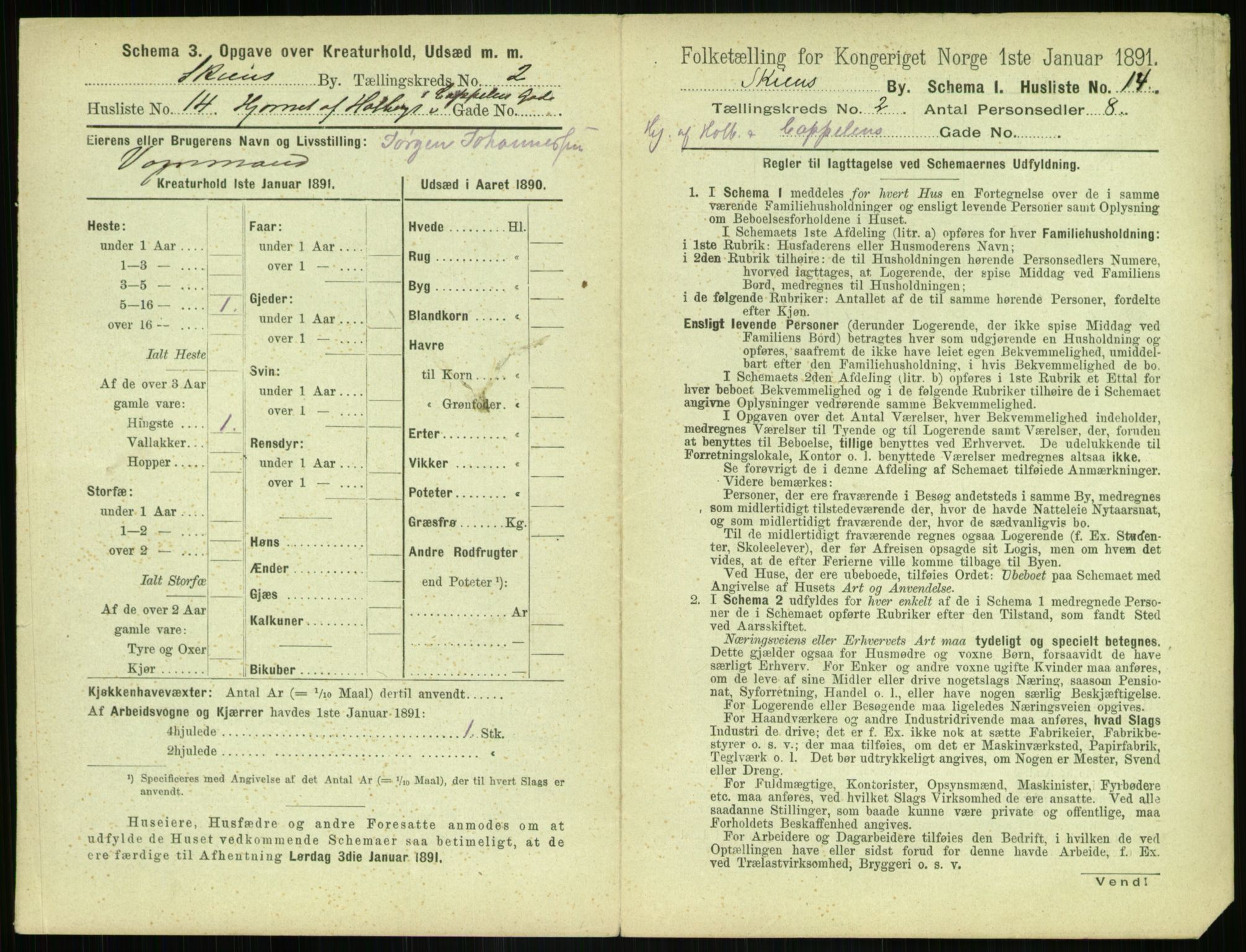 RA, 1891 census for 0806 Skien, 1891, p. 178