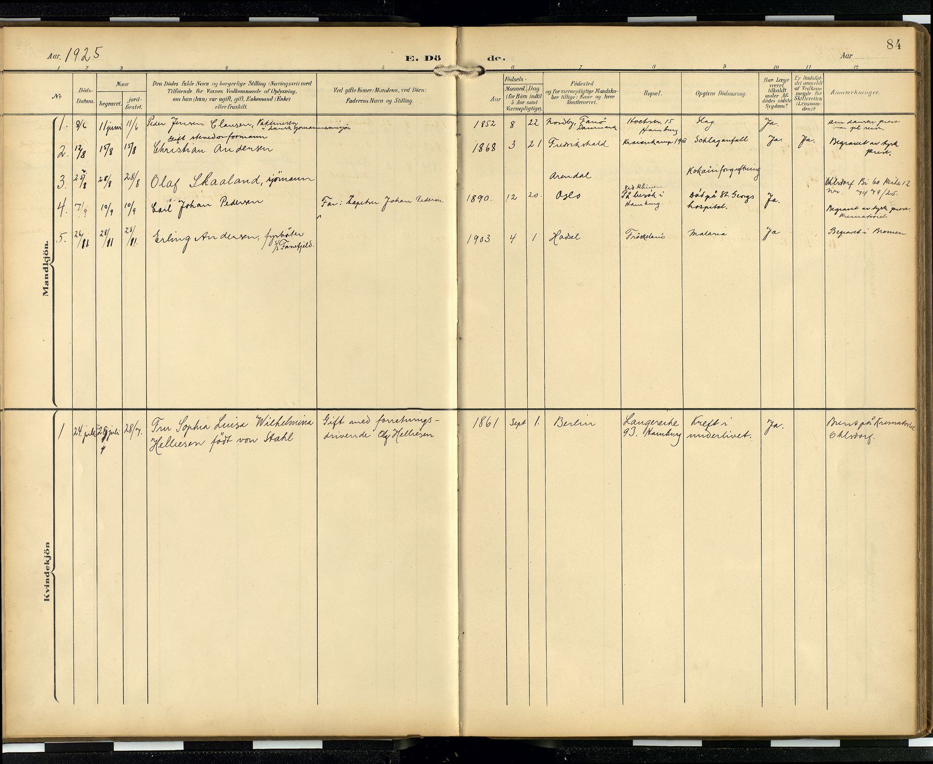 Den norske sjømannsmisjon i utlandet/Hamburg, AV/SAB-SAB/PA-0107/H/Ha/L0001: Parish register (official) no. A 1, 1907-1951, p. 83b-84a