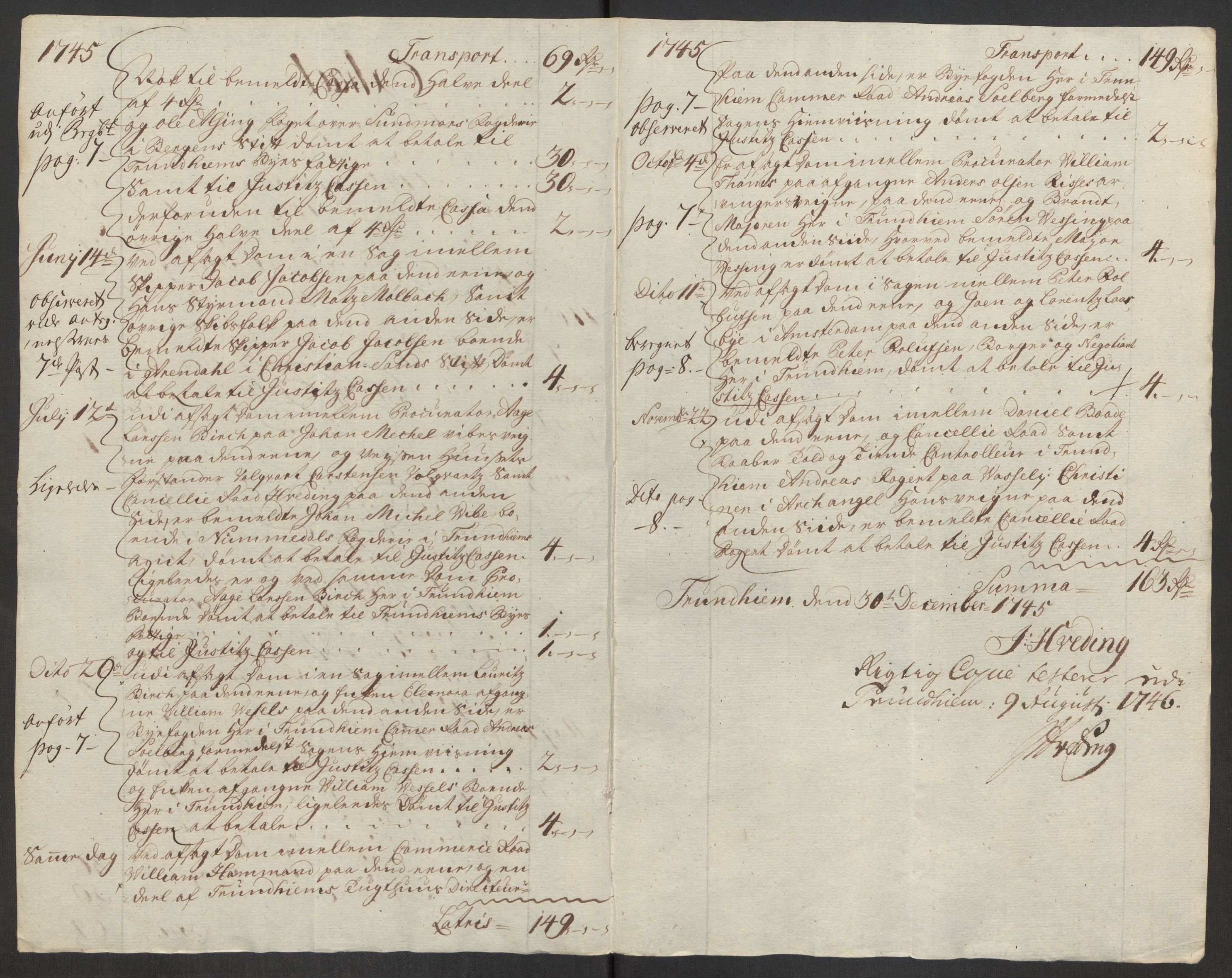 Rentekammeret inntil 1814, Reviderte regnskaper, Byregnskaper, RA/EA-4066/R/Rs/L0541: [S22] Sikt og sakefall, 1743-1746, p. 296