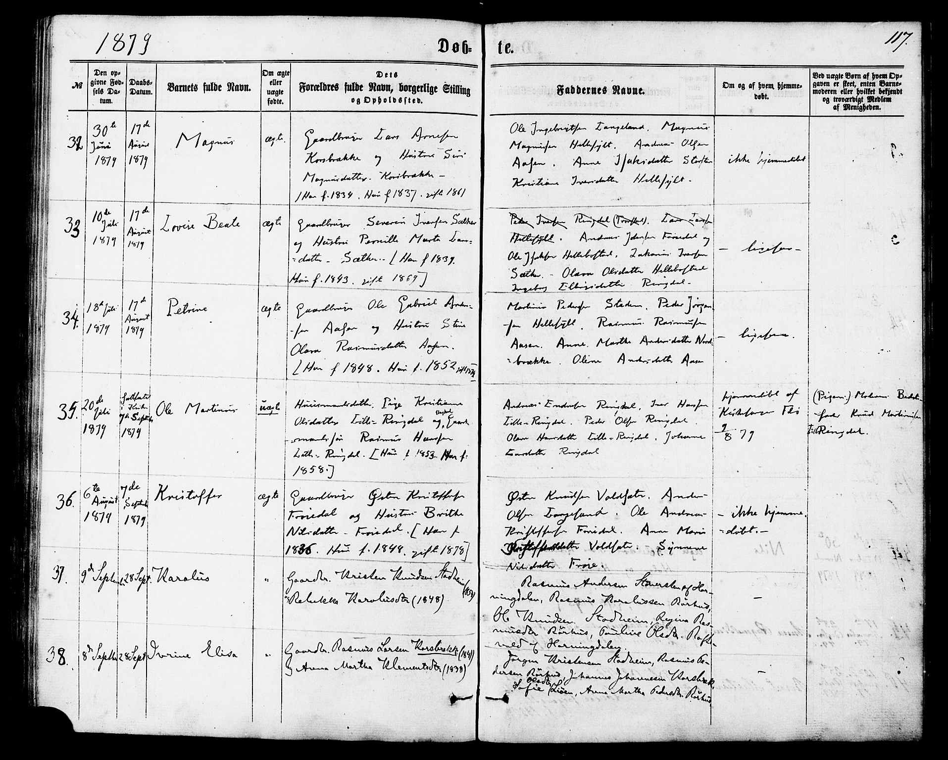 Ministerialprotokoller, klokkerbøker og fødselsregistre - Møre og Romsdal, AV/SAT-A-1454/517/L0226: Parish register (official) no. 517A06, 1862-1881, p. 117