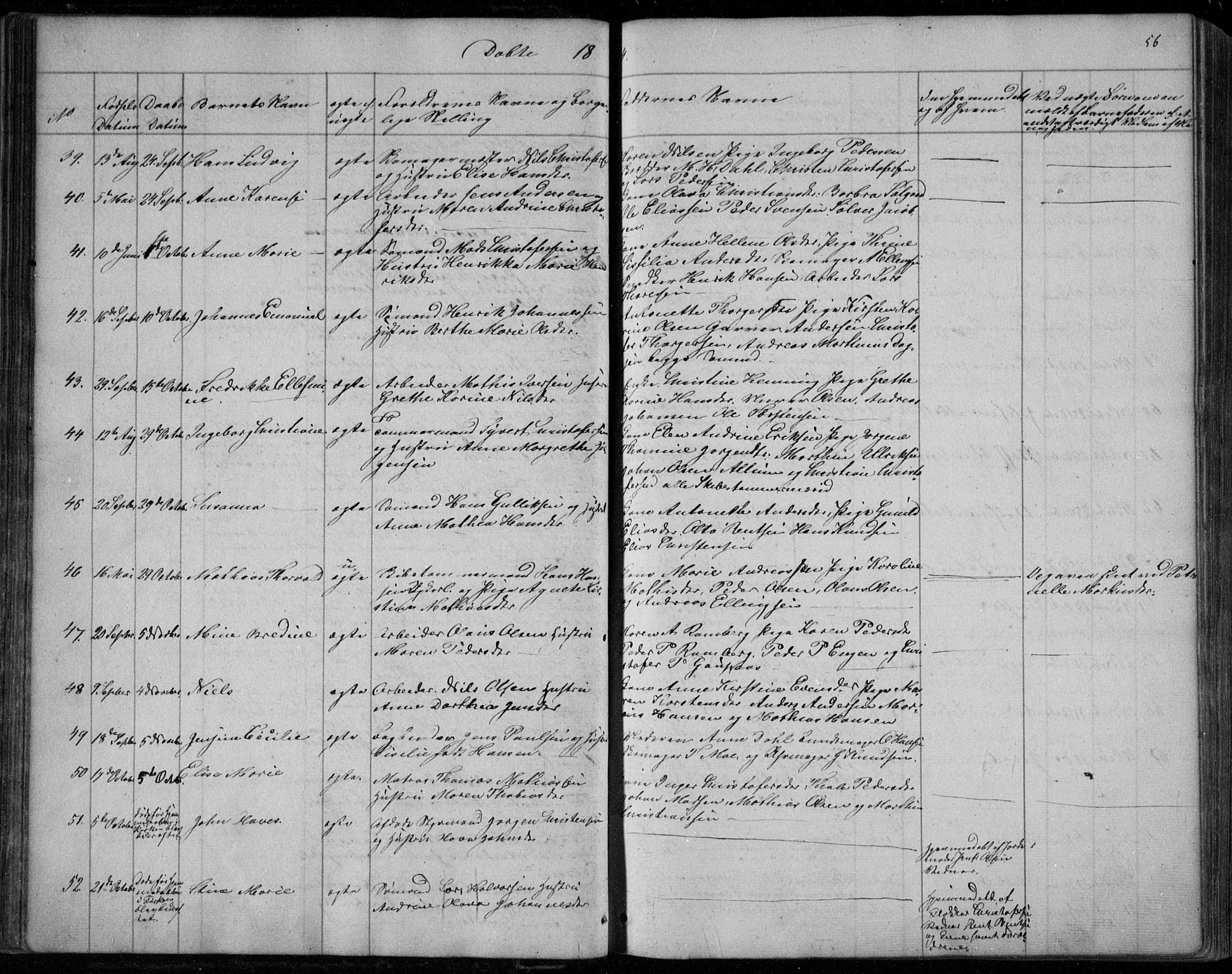 Holmestrand kirkebøker, SAKO/A-346/F/Fa/L0002: Parish register (official) no. 2, 1840-1866, p. 56