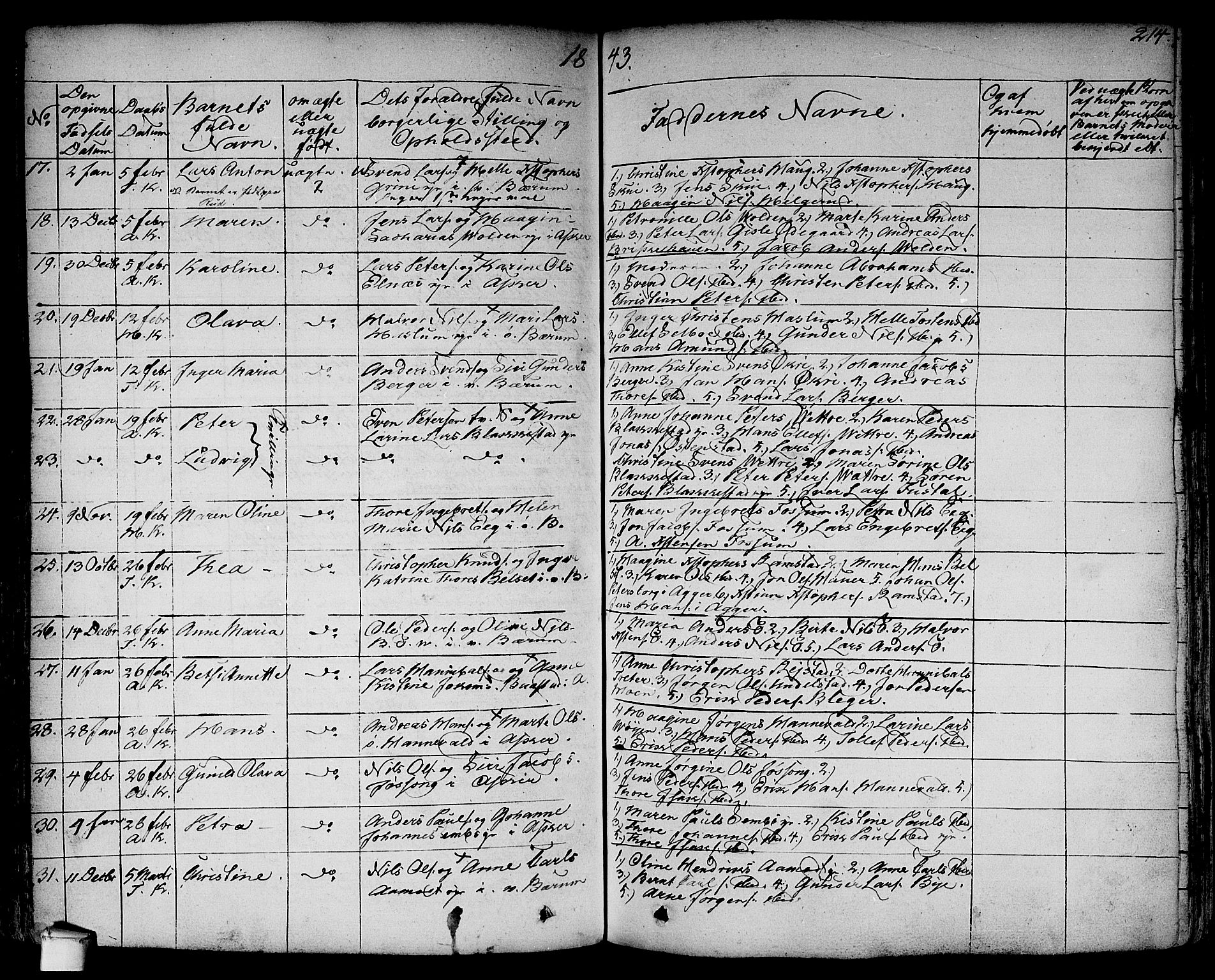 Asker prestekontor Kirkebøker, SAO/A-10256a/F/Fa/L0007: Parish register (official) no. I 7, 1825-1864, p. 214