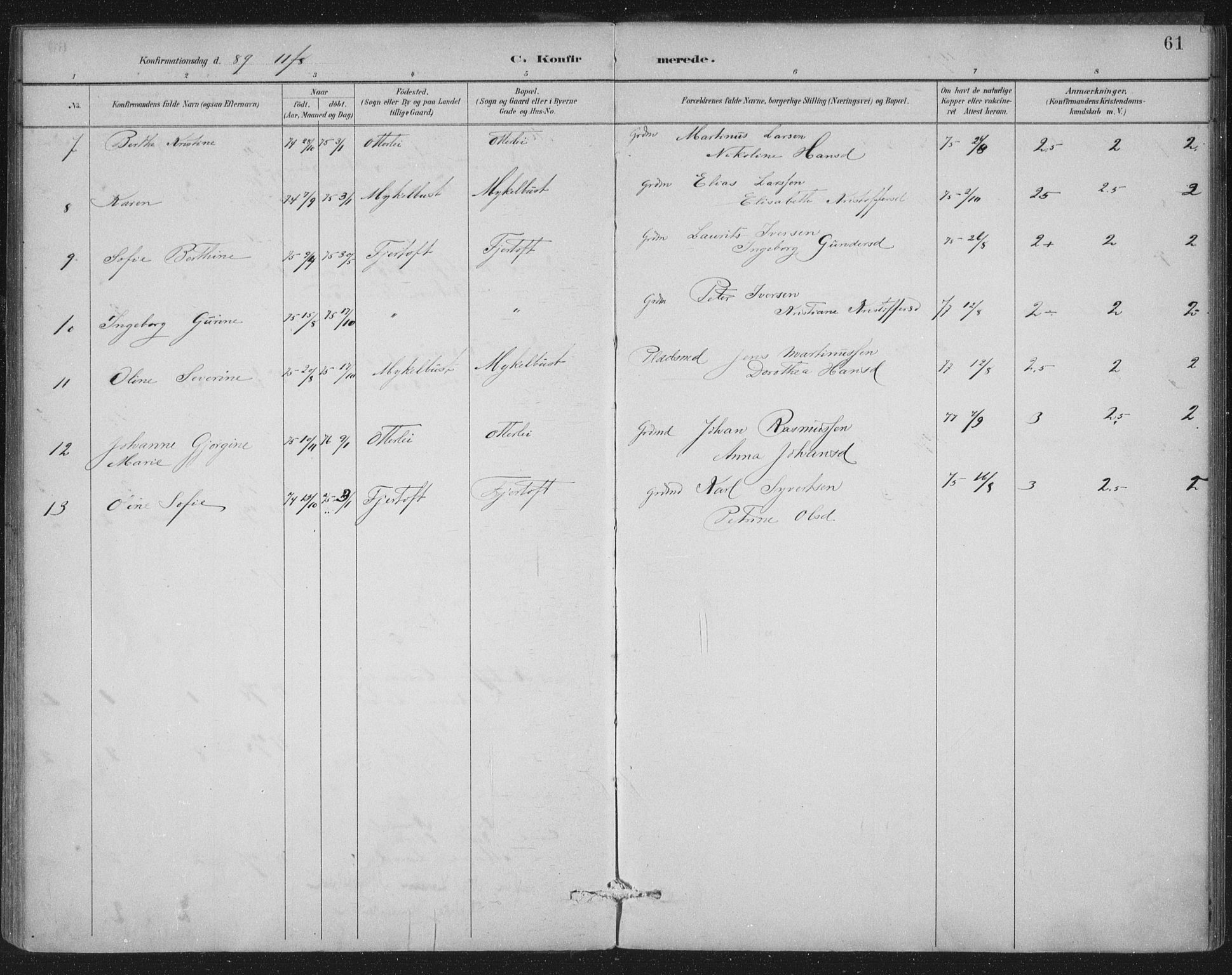 Ministerialprotokoller, klokkerbøker og fødselsregistre - Møre og Romsdal, AV/SAT-A-1454/538/L0522: Parish register (official) no. 538A01, 1884-1913, p. 61