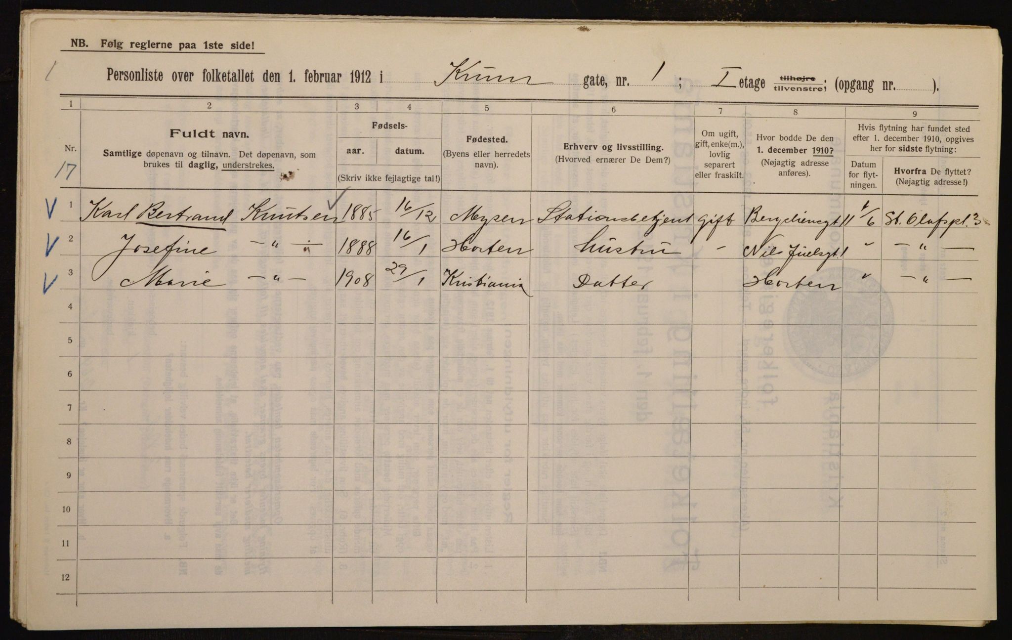 OBA, Municipal Census 1912 for Kristiania, 1912, p. 54981