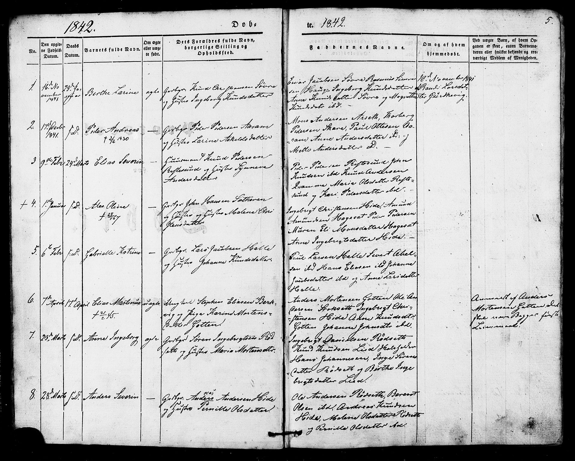 Ministerialprotokoller, klokkerbøker og fødselsregistre - Møre og Romsdal, AV/SAT-A-1454/503/L0034: Parish register (official) no. 503A02, 1841-1884, p. 5