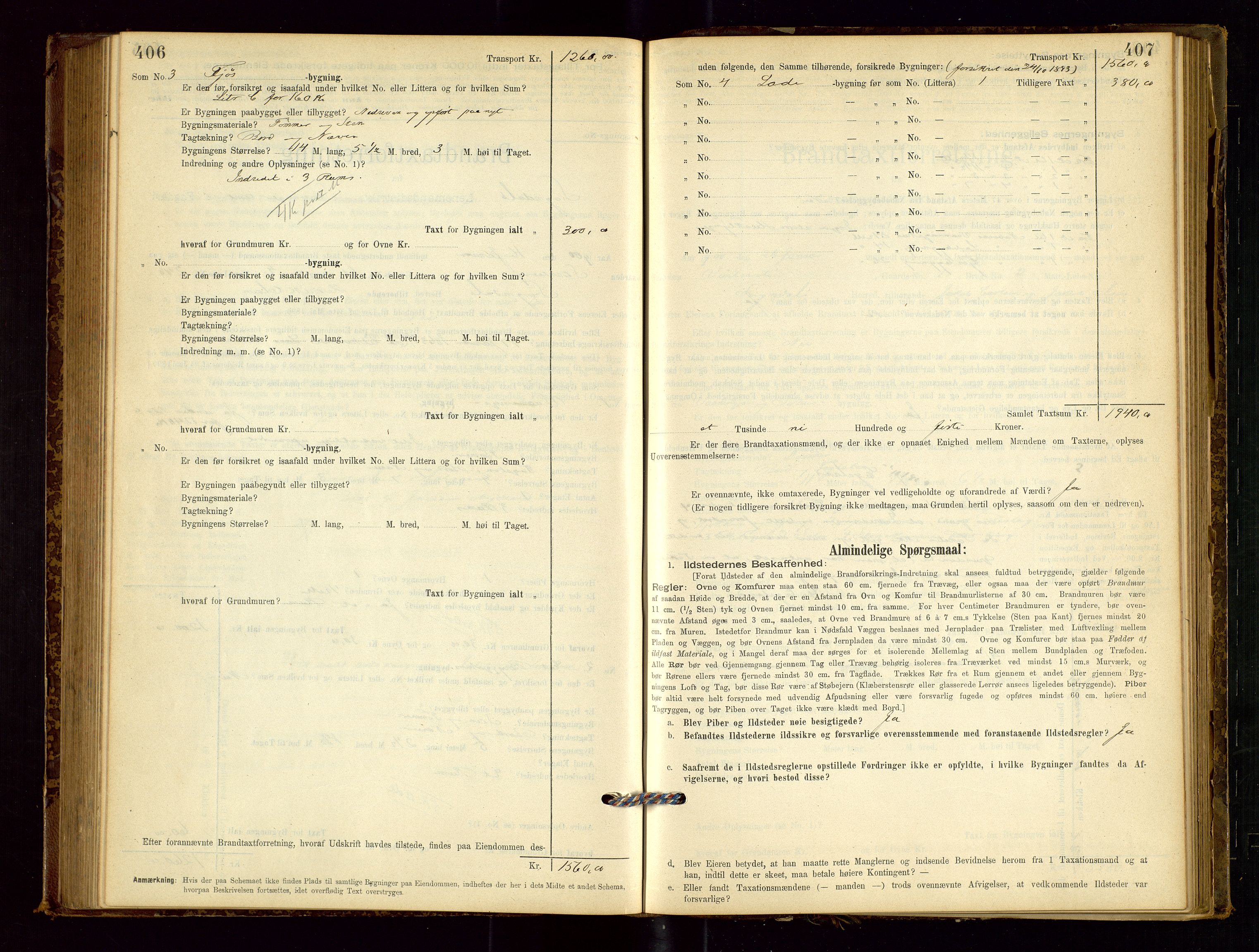 Sokndal lensmannskontor, SAST/A-100417/Gob/L0001: "Brandtaxt-Protokol", 1895-1902, p. 406-407