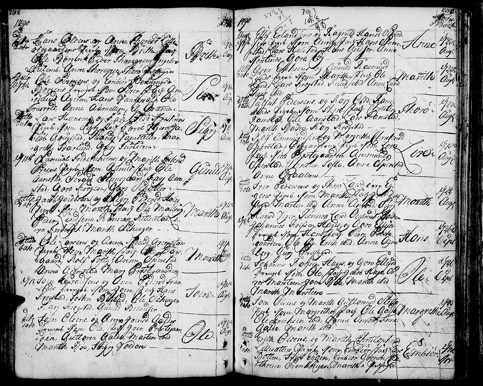 Lom prestekontor, AV/SAH-PREST-070/K/L0002: Parish register (official) no. 2, 1749-1801, p. 238-239