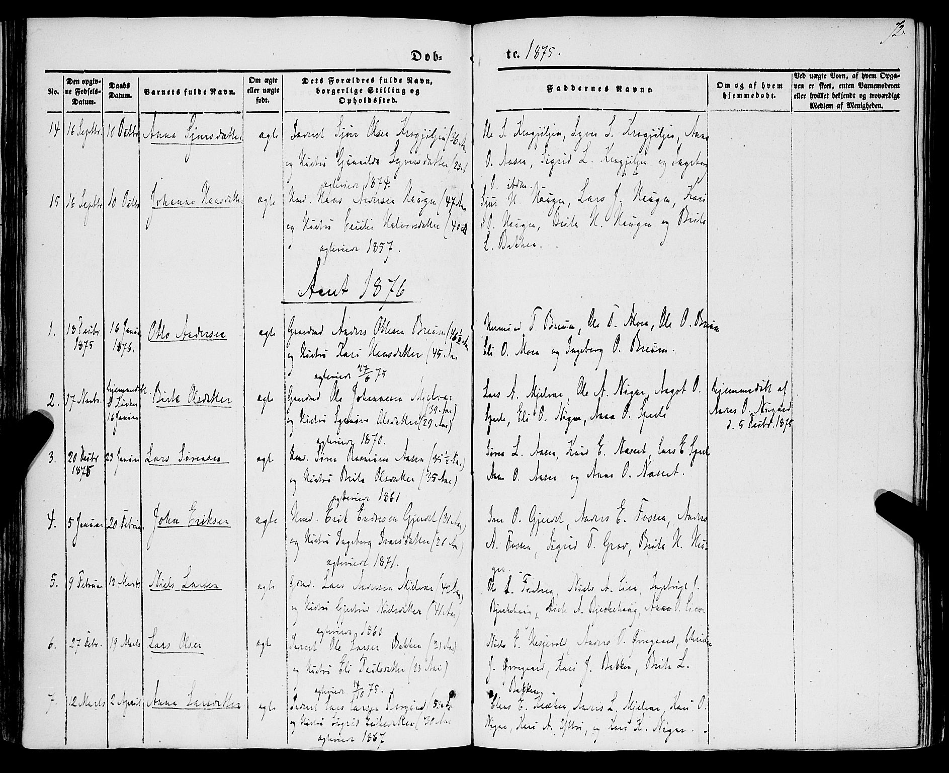 Jostedal sokneprestembete, AV/SAB-A-80601/H/Haa/Haaa/L0005: Parish register (official) no. A 5, 1849-1877, p. 72