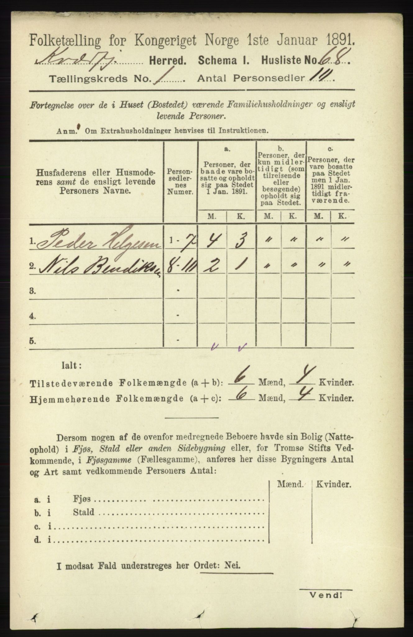 RA, 1891 census for 1911 Kvæfjord, 1891, p. 88