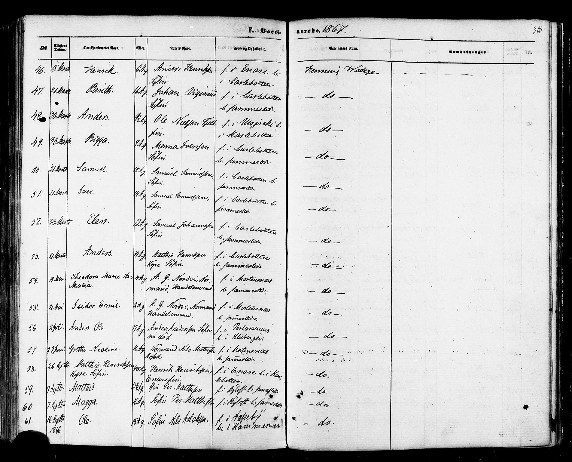 Nesseby sokneprestkontor, SATØ/S-1330/H/Ha/L0003kirke: Parish register (official) no. 3 /1, 1865-1876, p. 300