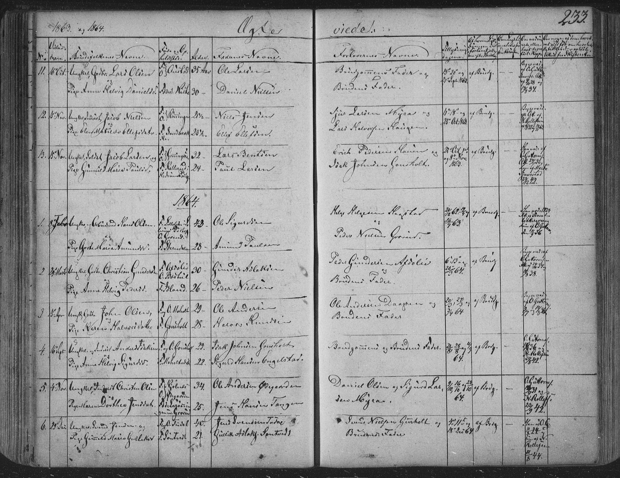Siljan kirkebøker, SAKO/A-300/F/Fa/L0001: Parish register (official) no. 1, 1831-1870, p. 233
