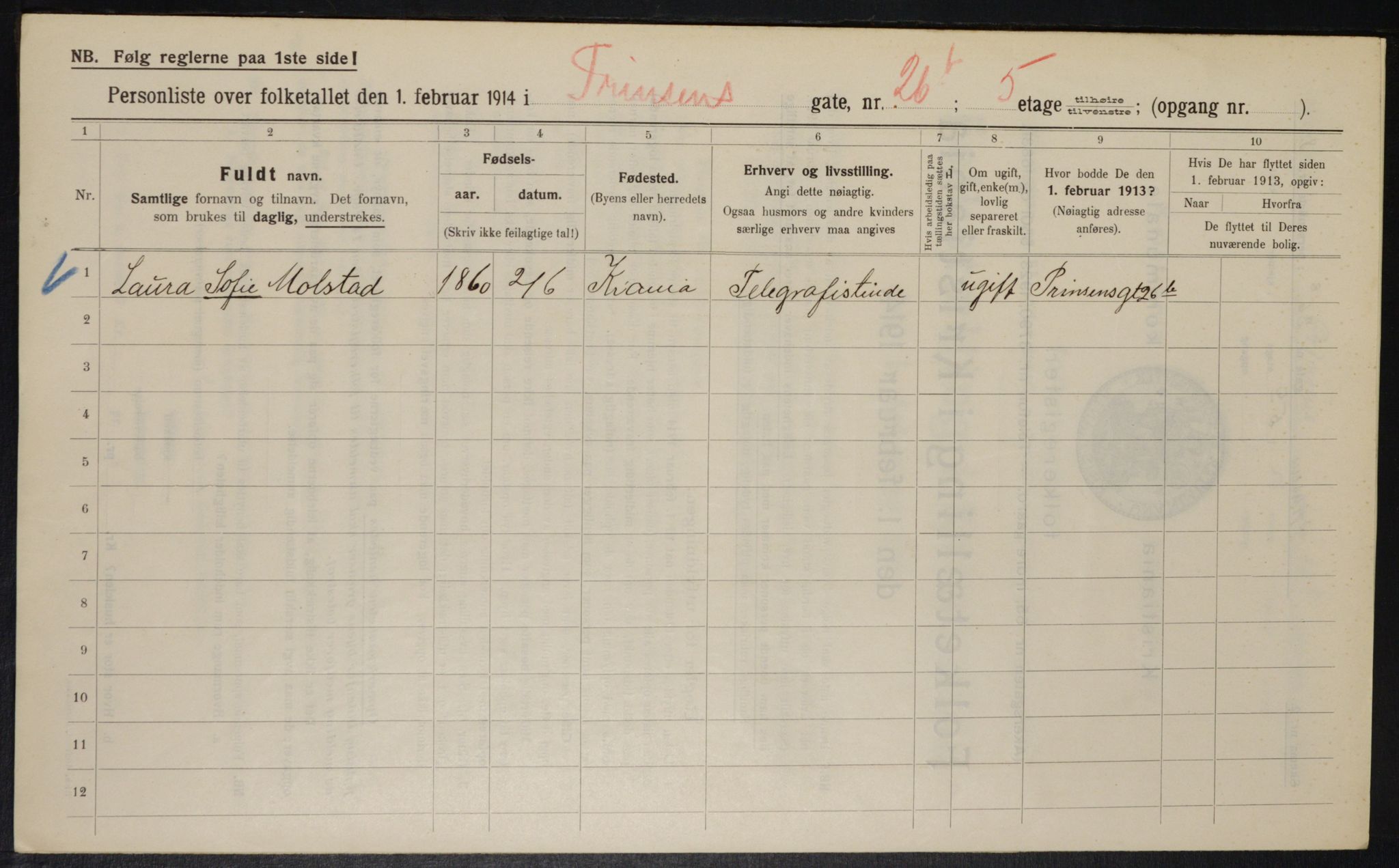 OBA, Municipal Census 1914 for Kristiania, 1914, p. 81374