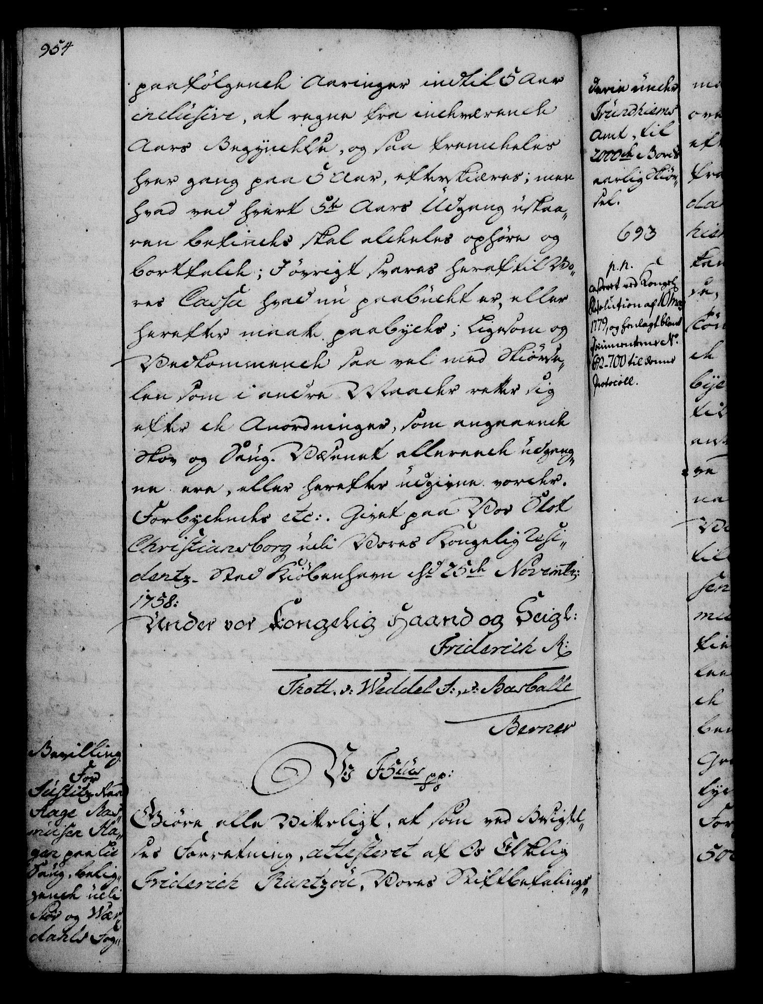 Rentekammeret, Kammerkanselliet, RA/EA-3111/G/Gg/Gga/L0006: Norsk ekspedisjonsprotokoll med register (merket RK 53.6), 1749-1759, p. 954