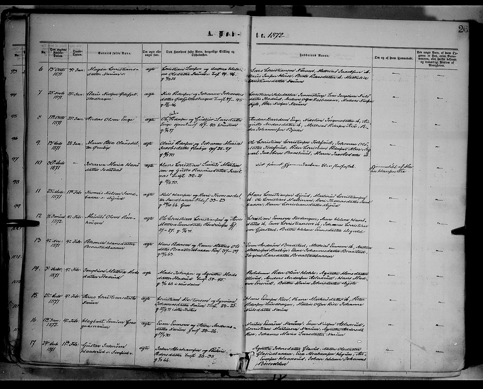 Vestre Toten prestekontor, AV/SAH-PREST-108/H/Ha/Haa/L0008: Parish register (official) no. 8, 1870-1877, p. 26