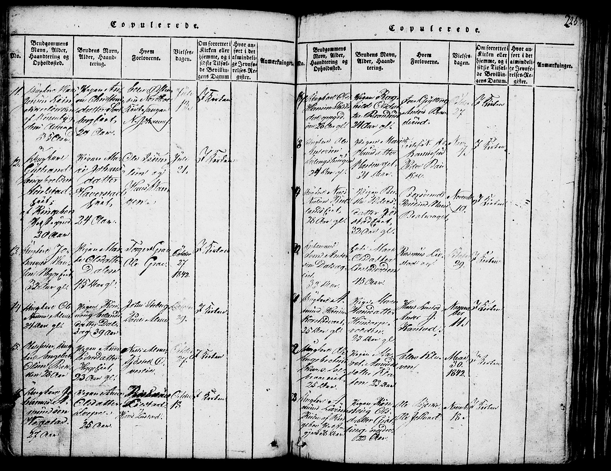 Fron prestekontor, SAH/PREST-078/H/Ha/Hab/L0001: Parish register (copy) no. 1, 1816-1843, p. 225